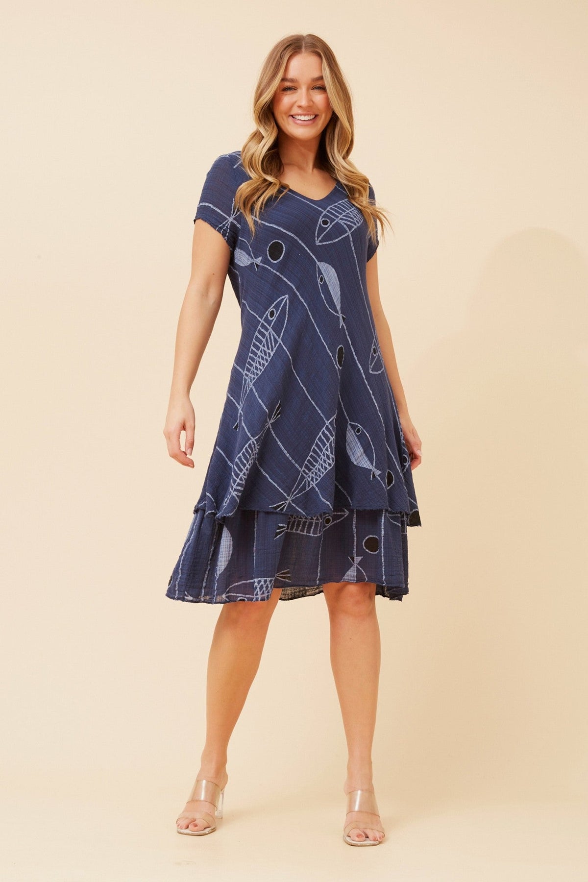 ELECTRA SEALIFE PRINT DRESS (Navy)