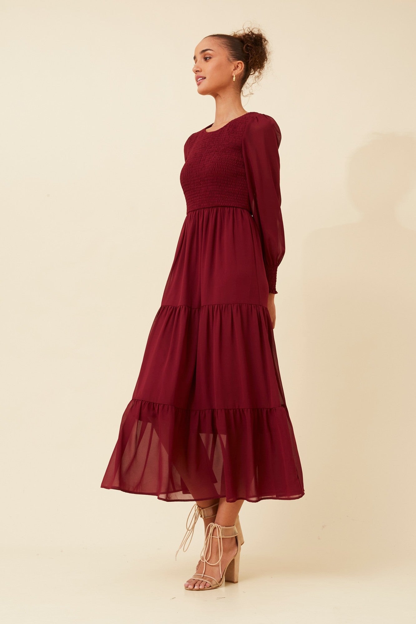 Image of Dresses. Product name - SHERRY MAXI TIERED DRESS in Black colour by brand - Caroline Morgan Australia