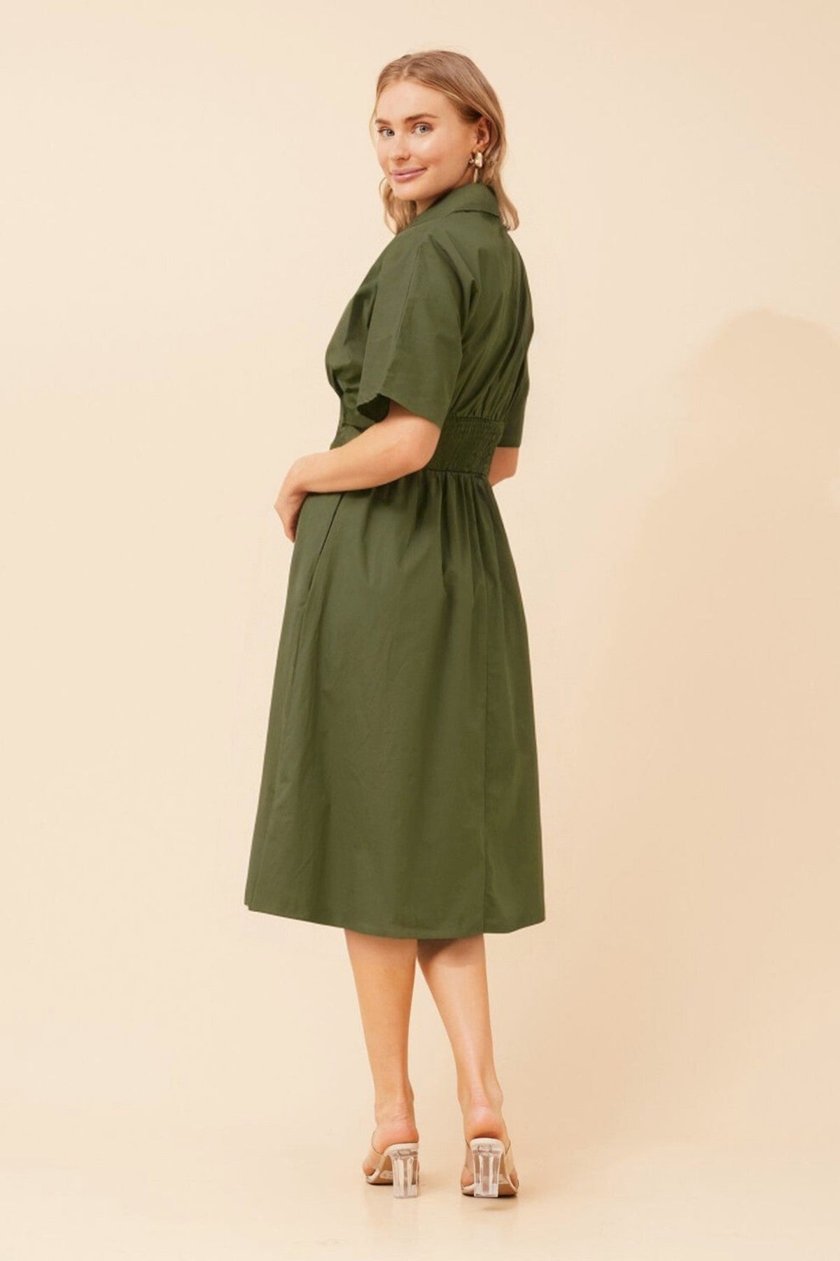 FRANCETTE SOLID SHIRT DRESS (Skylight)