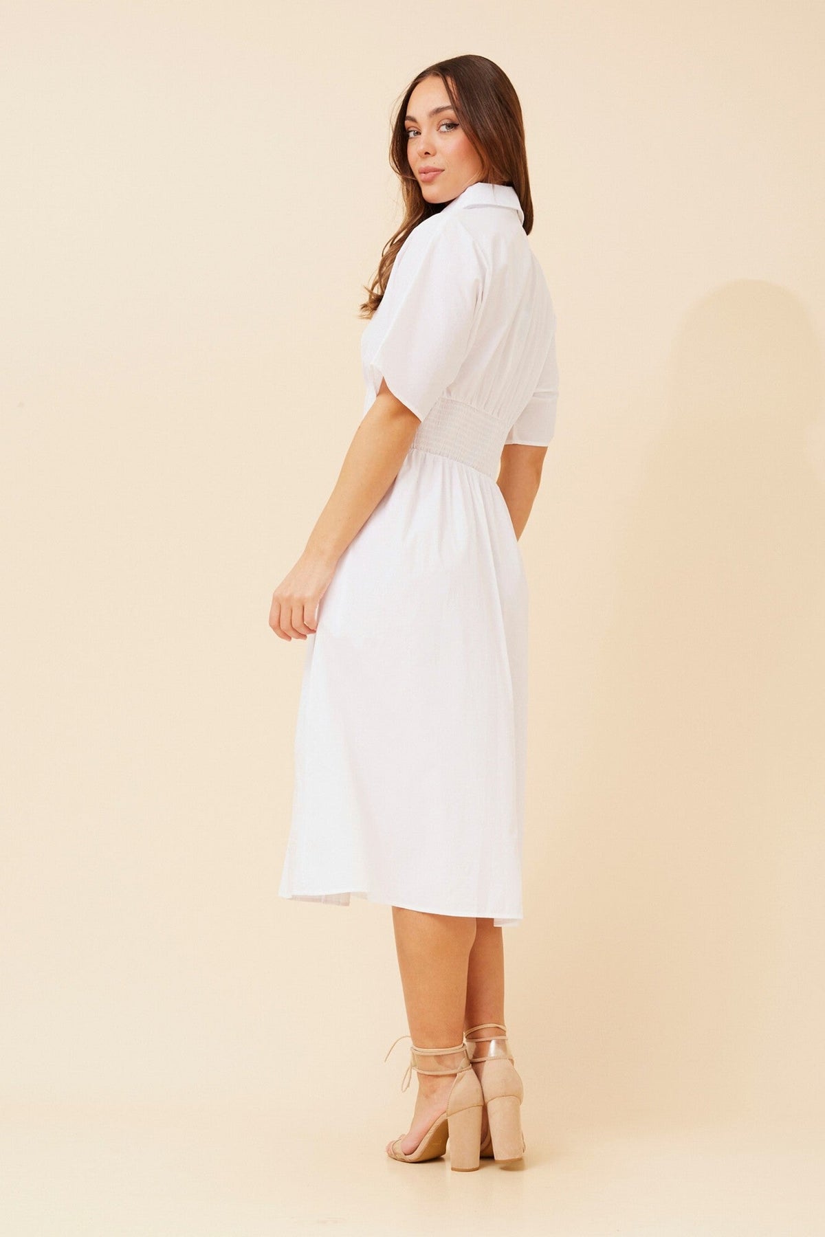 FRANCETTE SOLID SHIRT DRESS (Skylight)