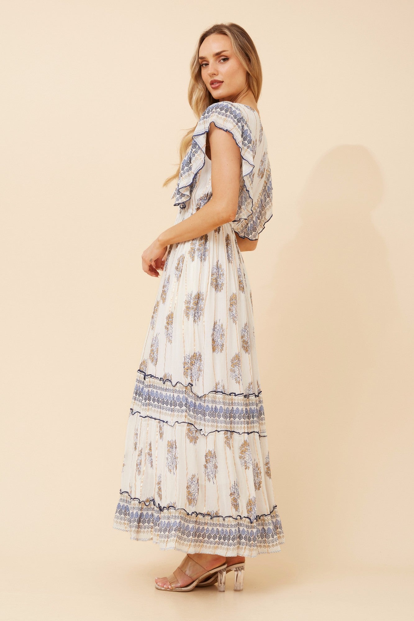 TANRIKA BOHO MAXI DRESS (Multi White)