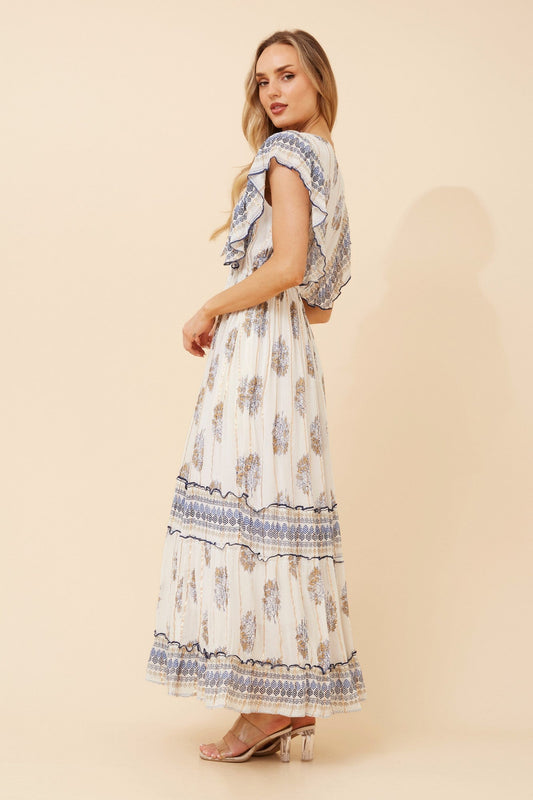 TANRIKA BOHO MAXI DRESS (Multi White)