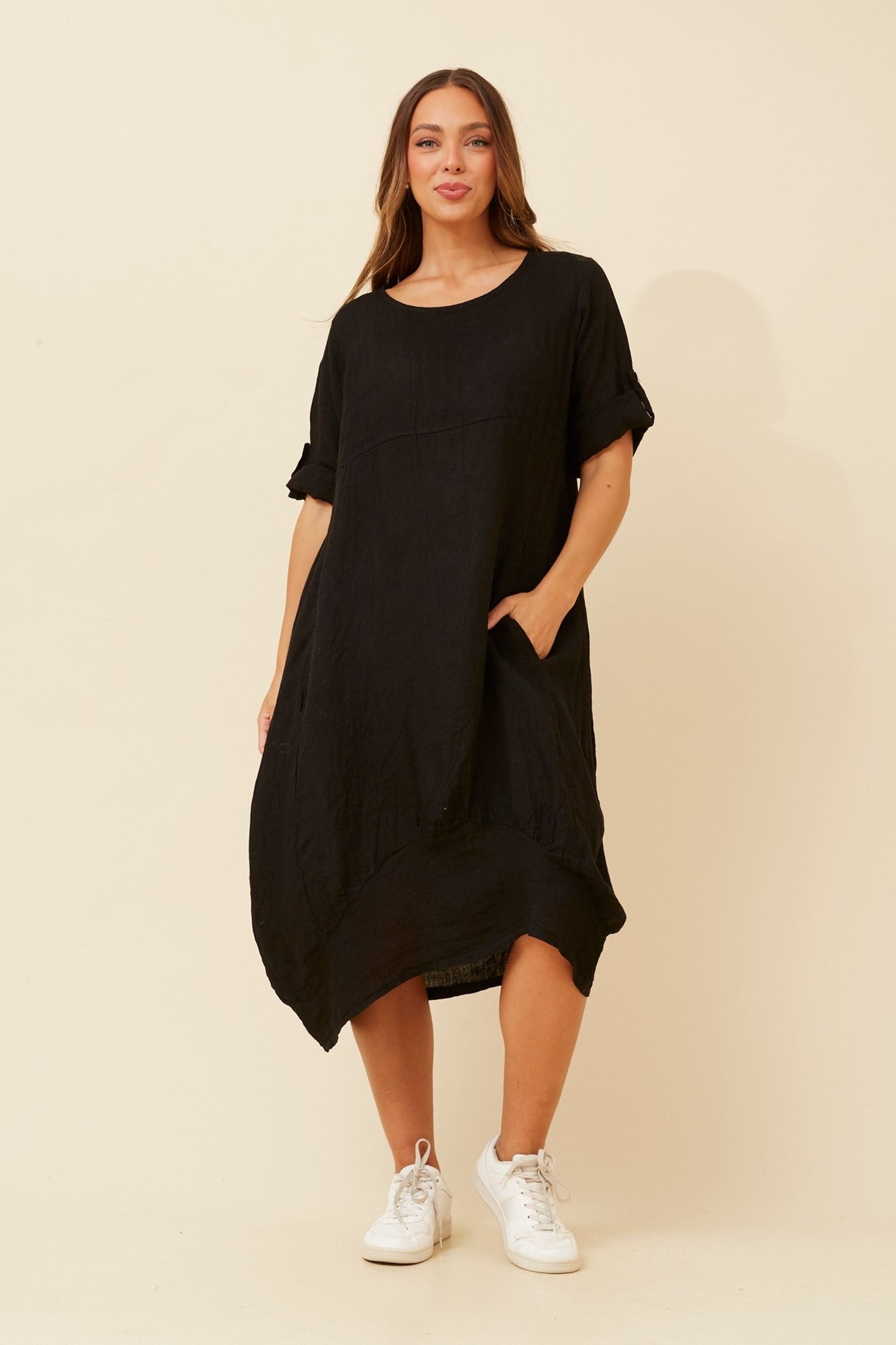 VALLA LINEN DRESS (Black)