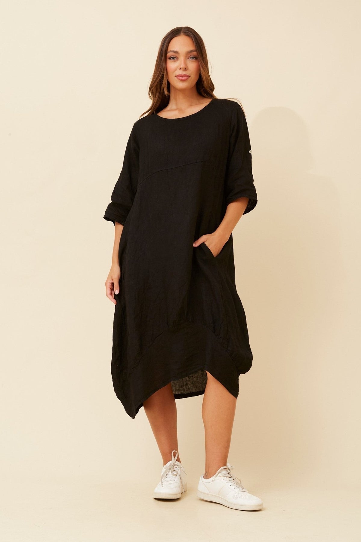 VALLA LINEN DRESS (Black)