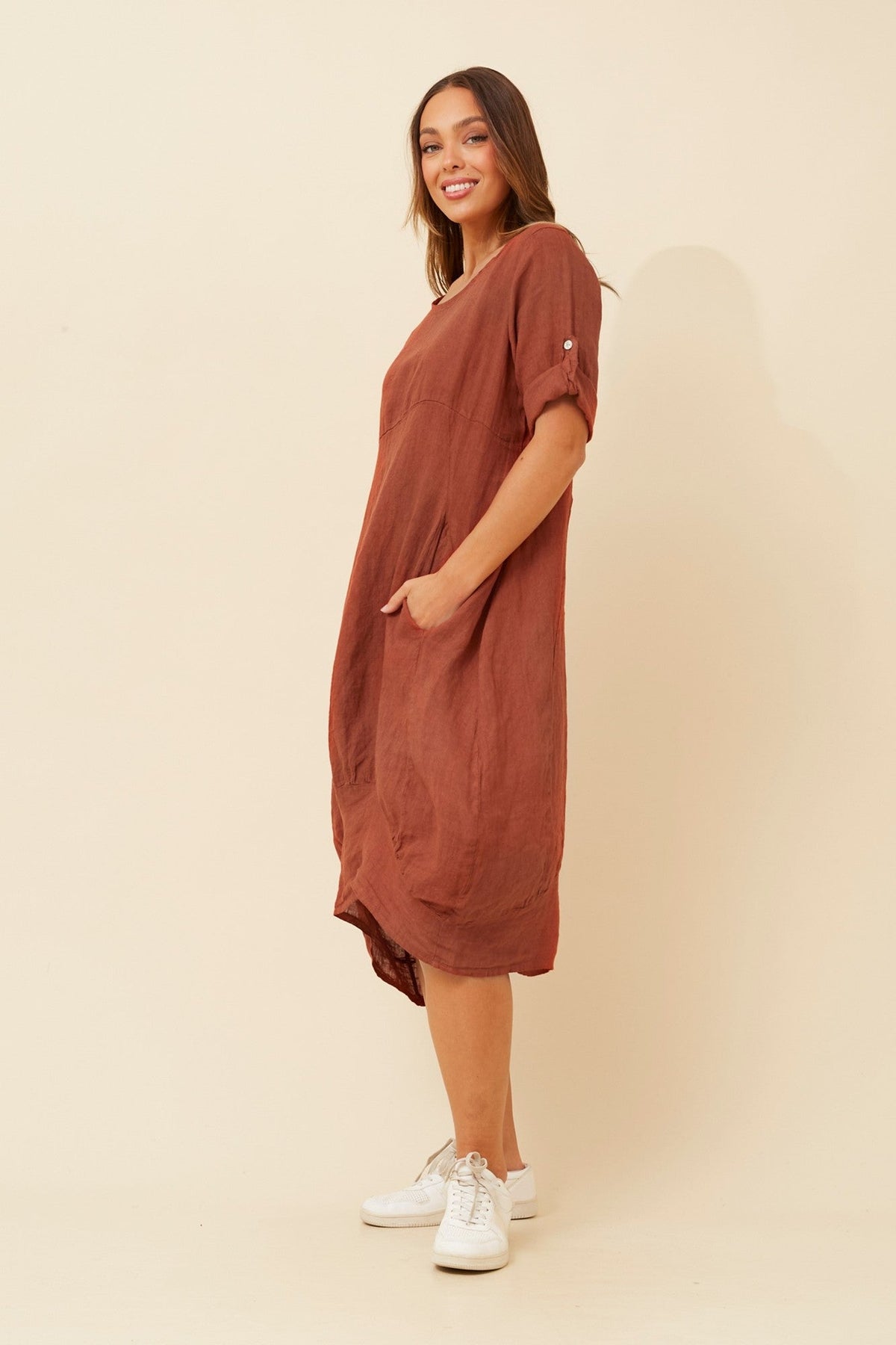 BOTTEGA MODA VALLA LINEN DRESS (Coccio)