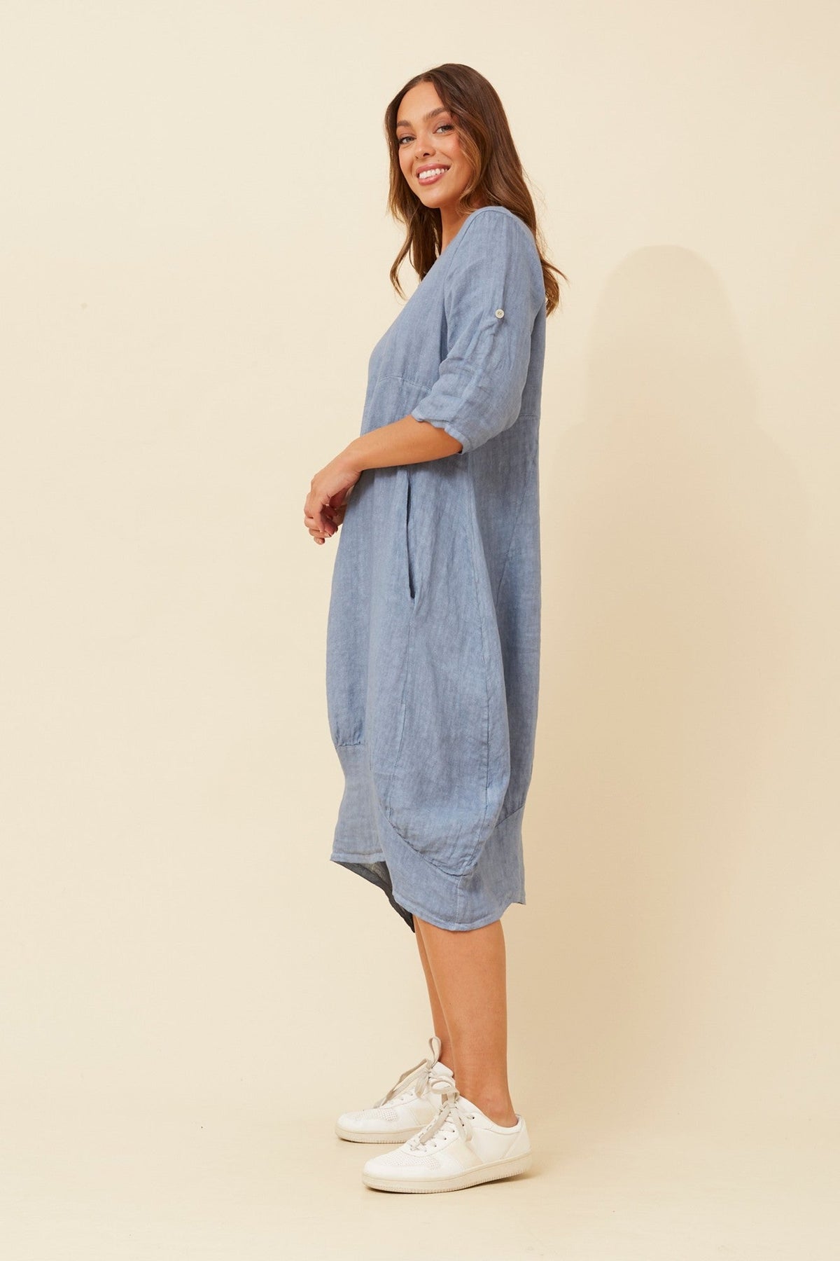 BOTTEGA MODA VALLA LINEN DRESS (Denim)