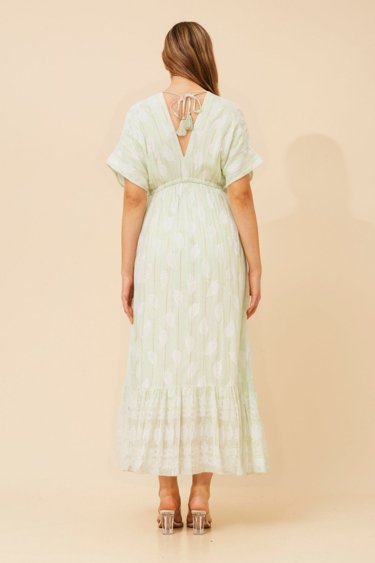 CHRISTINA LEAF PRINT MAXI DRESS (Mint)