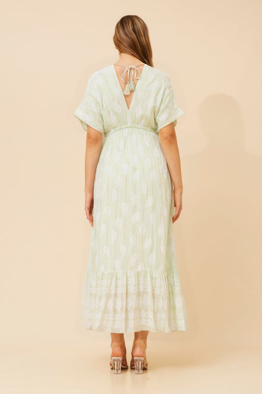 CHRISTINA LEAF PRINT MAXI DRESS (Mint)