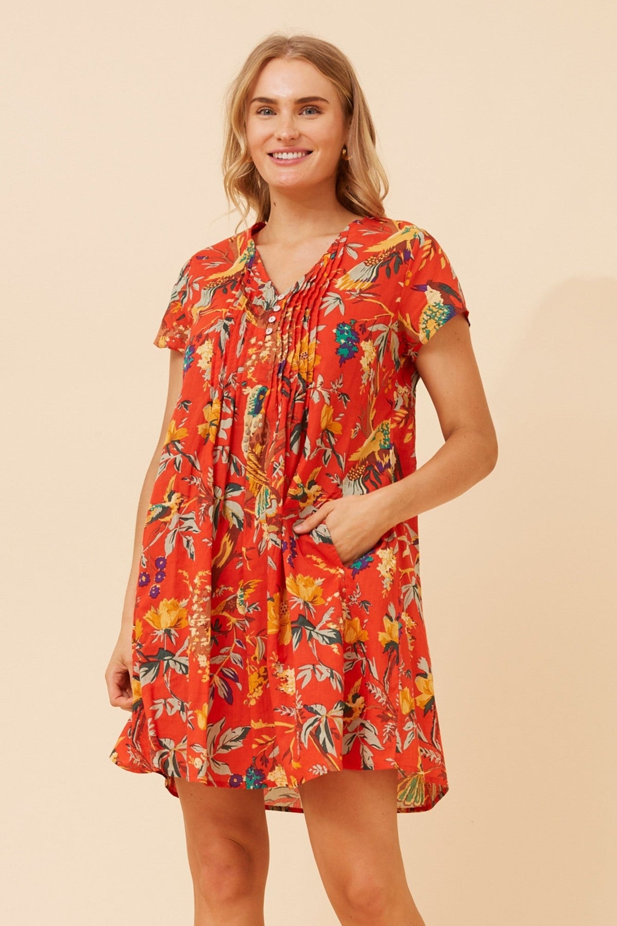 SHALIMAR BOTANICAL PRINT DRESS (Orange)
