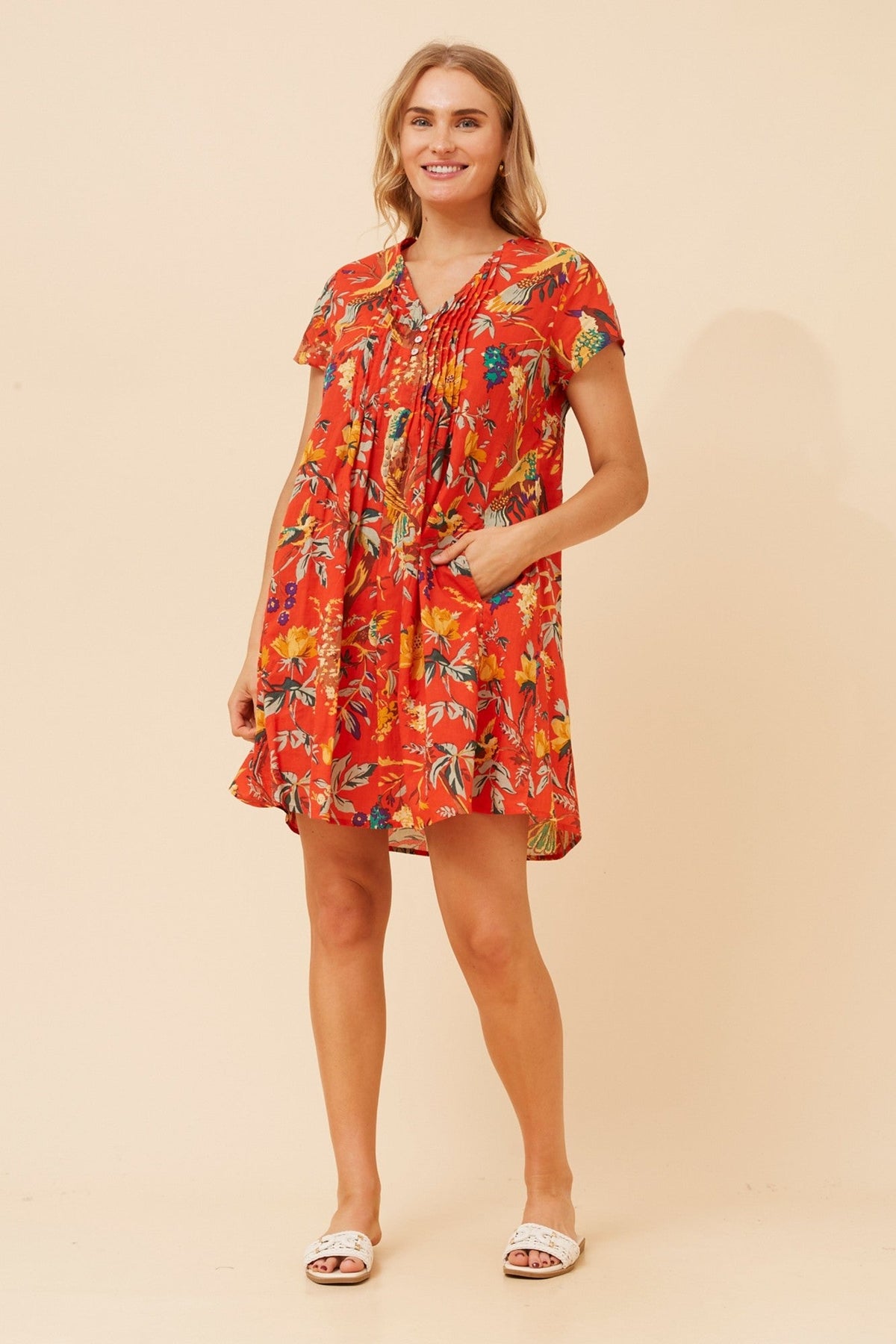 SHALIMAR BOTANICAL PRINT DRESS (Orange)