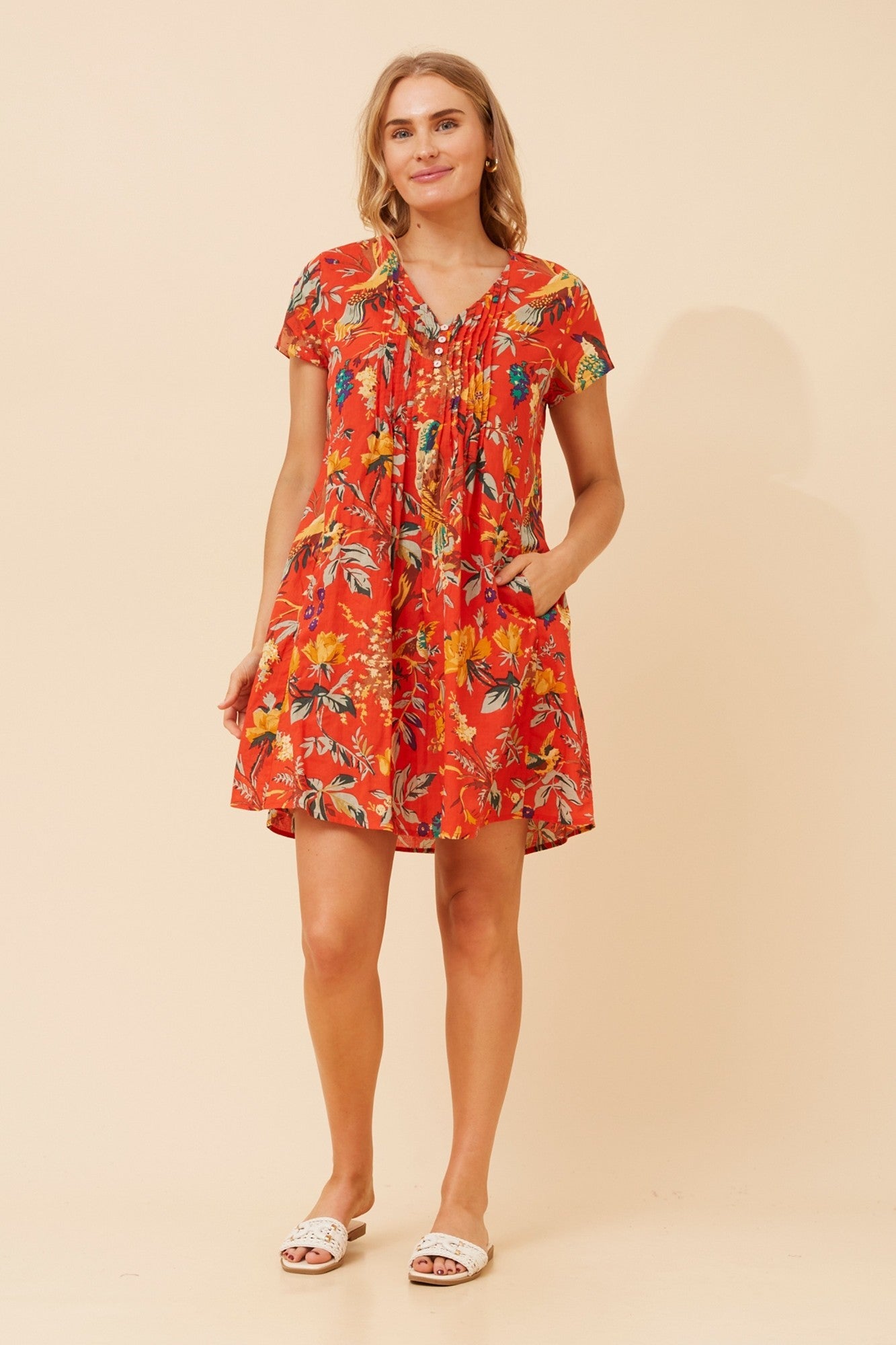 SHALIMAR BOTANICAL PRINT DRESS (Orange)