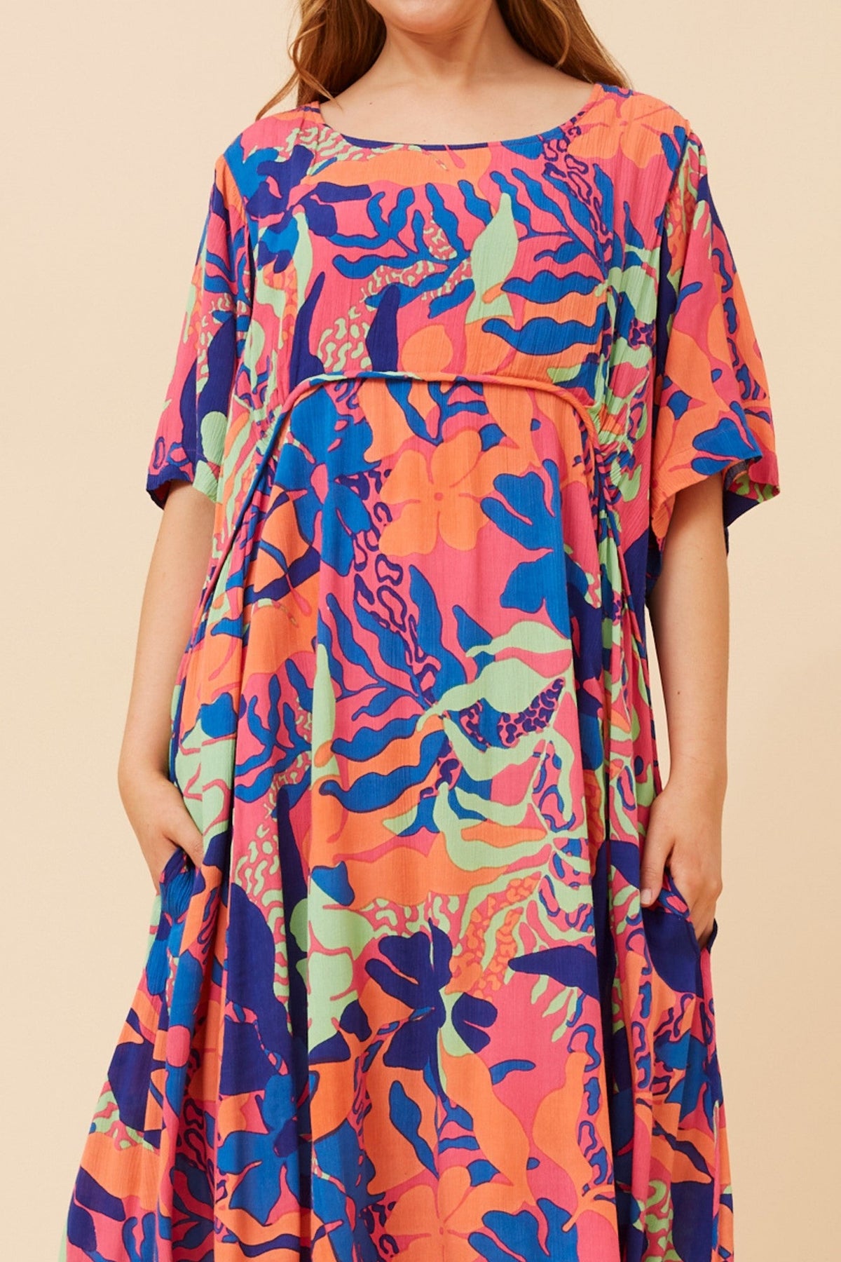 CARLA FLORAL MIDI DRESS (Multi Pink)