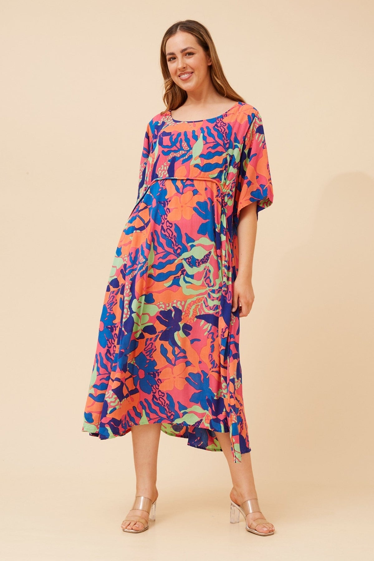 CARLA FLORAL MIDI DRESS (Multi Pink)