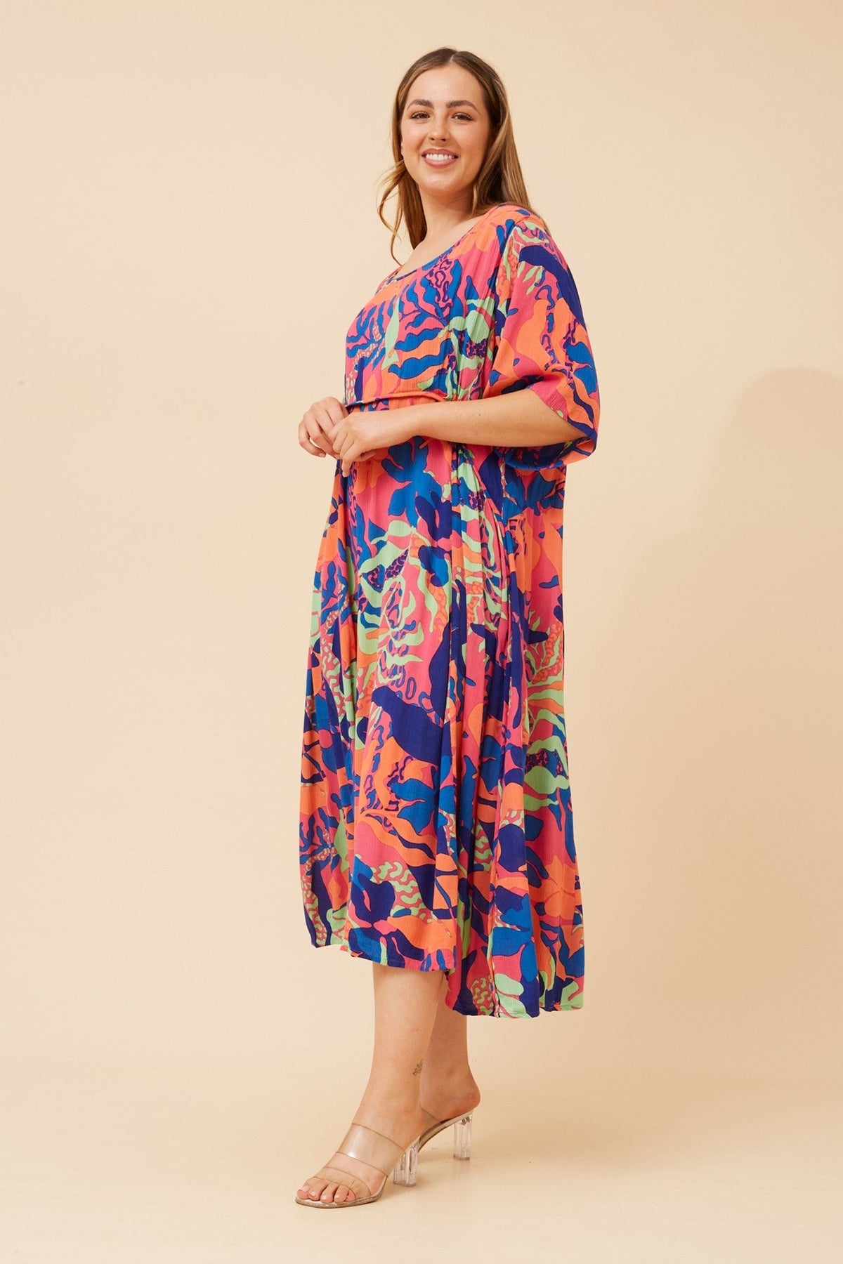 CARLA FLORAL MIDI DRESS (Multi Pink)
