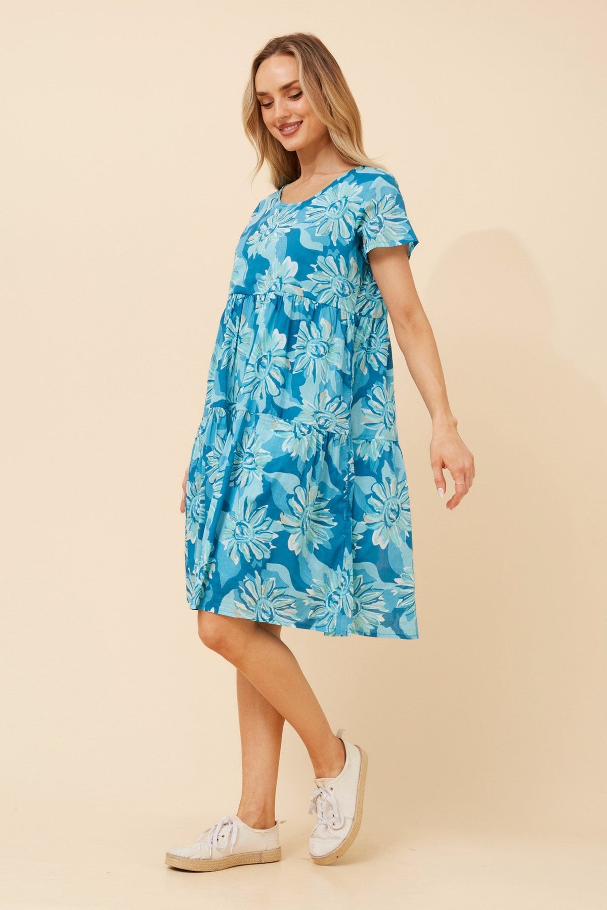 AARNA FLORAL DRESS (Turquoise)
