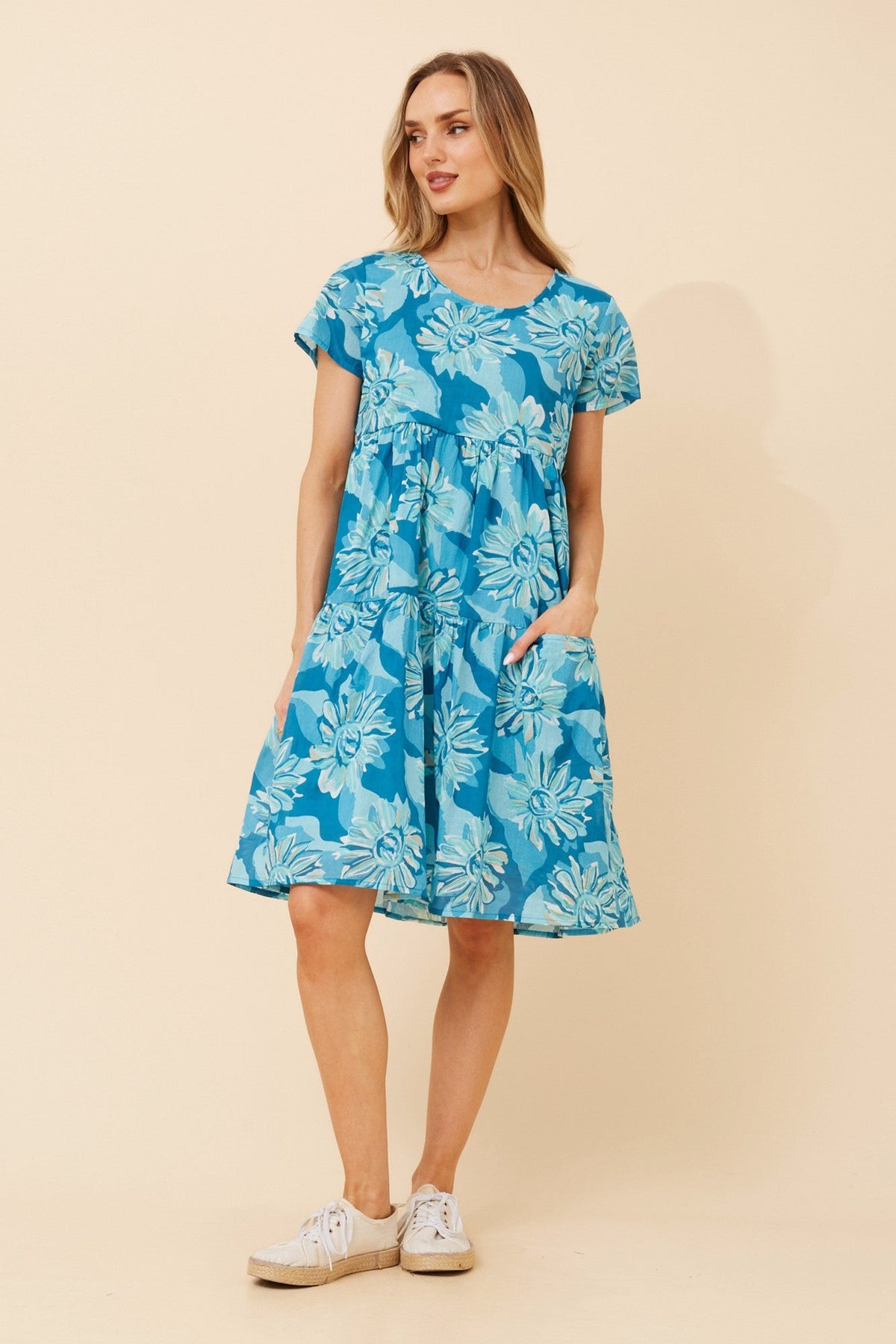 AARNA FLORAL DRESS (Turquoise)