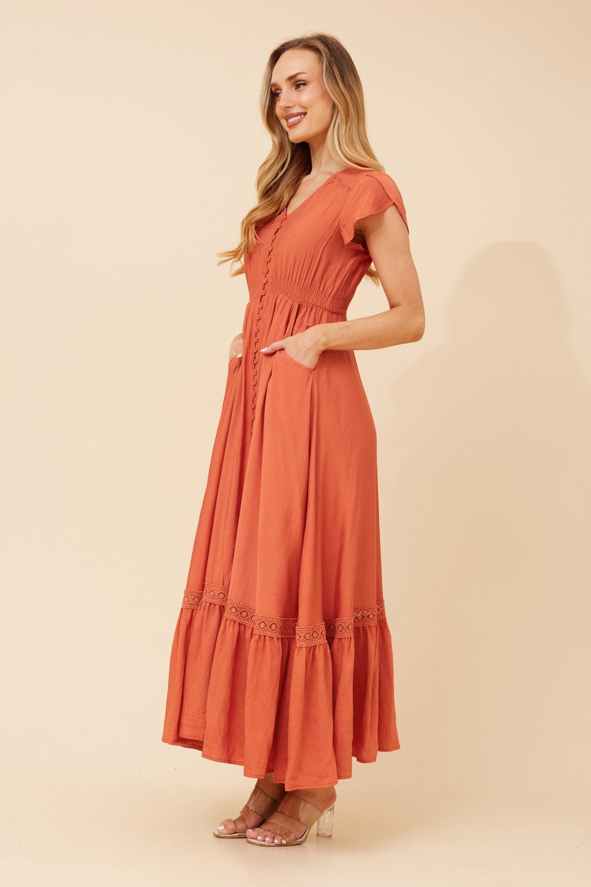 Caroline Morgan Australia MOROCCO BOHO PRINT MAXI DRESS (Bitter Chocolate)