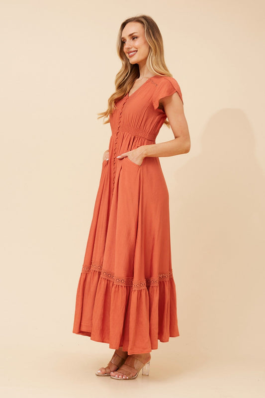 Caroline Morgan Australia MOROCCO BOHO PRINT MAXI DRESS (Bitter Chocolate)