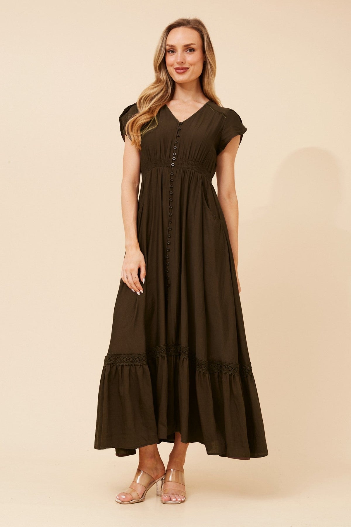 Caroline Morgan Australia MOROCCO BOHO PRINT MAXI DRESS (Bitter Chocolate)