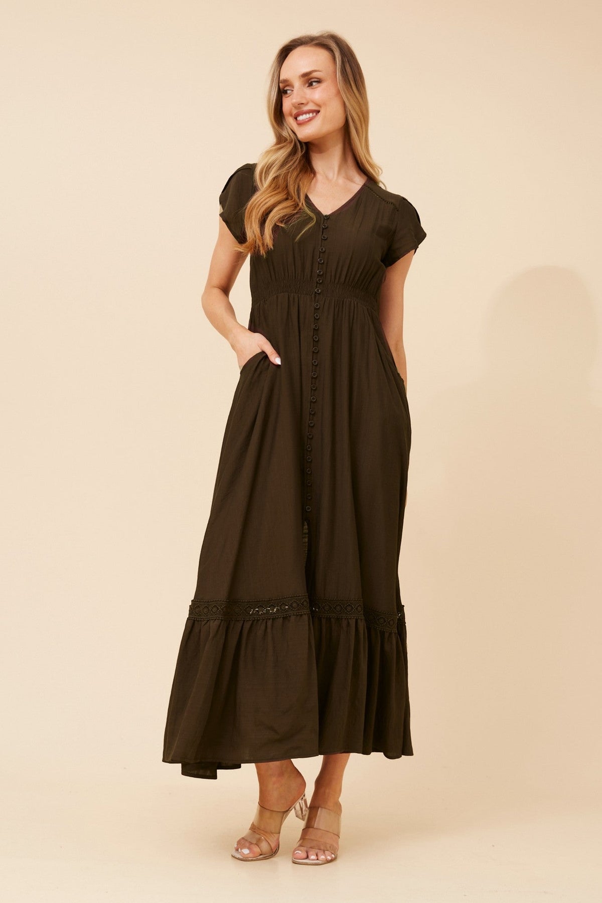 Caroline Morgan Australia MOROCCO BOHO PRINT MAXI DRESS (Bitter Chocolate)