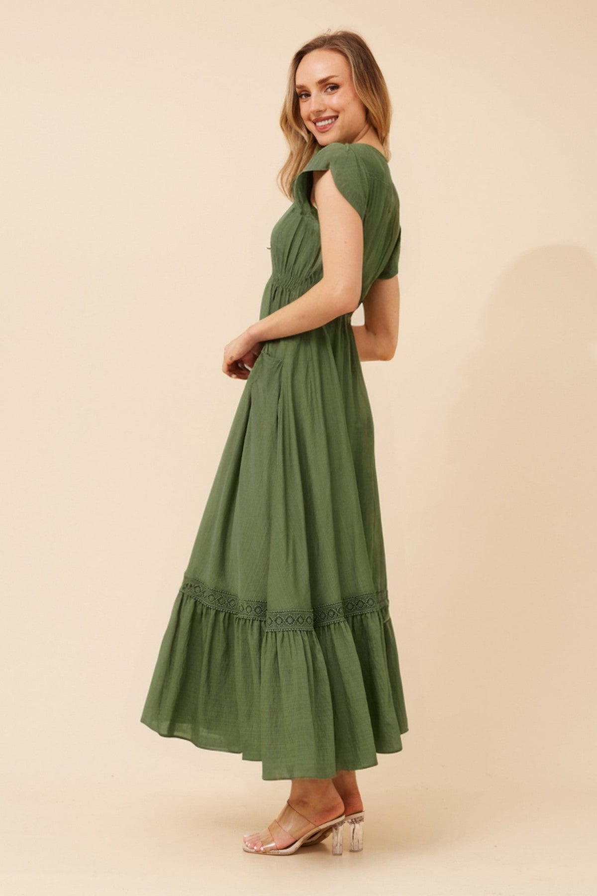Caroline Morgan Australia MOROCCO BOHO PRINT MAXI DRESS (Khaki)