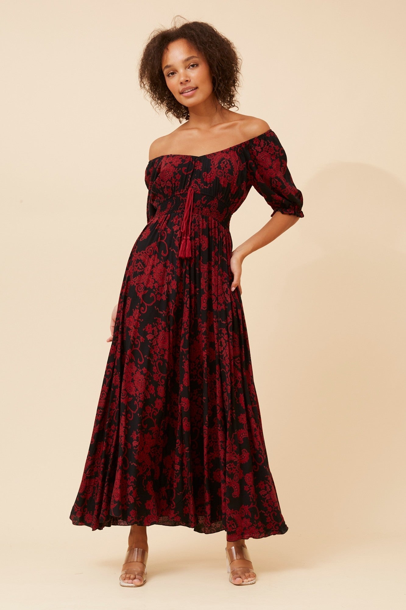 DAISY FLORAL MAXI DRESS (Black)