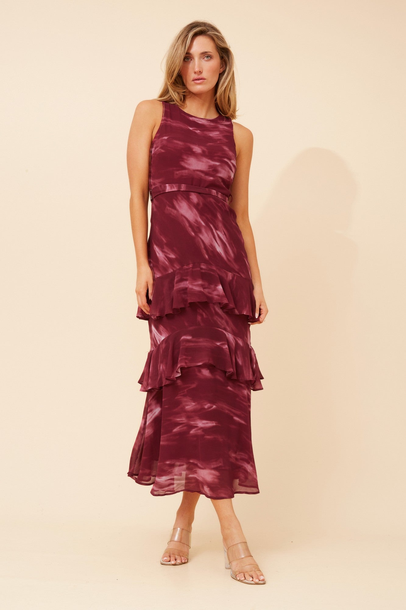 LUCIAN MARBLE PRINT MAXI DRESS (Pink)