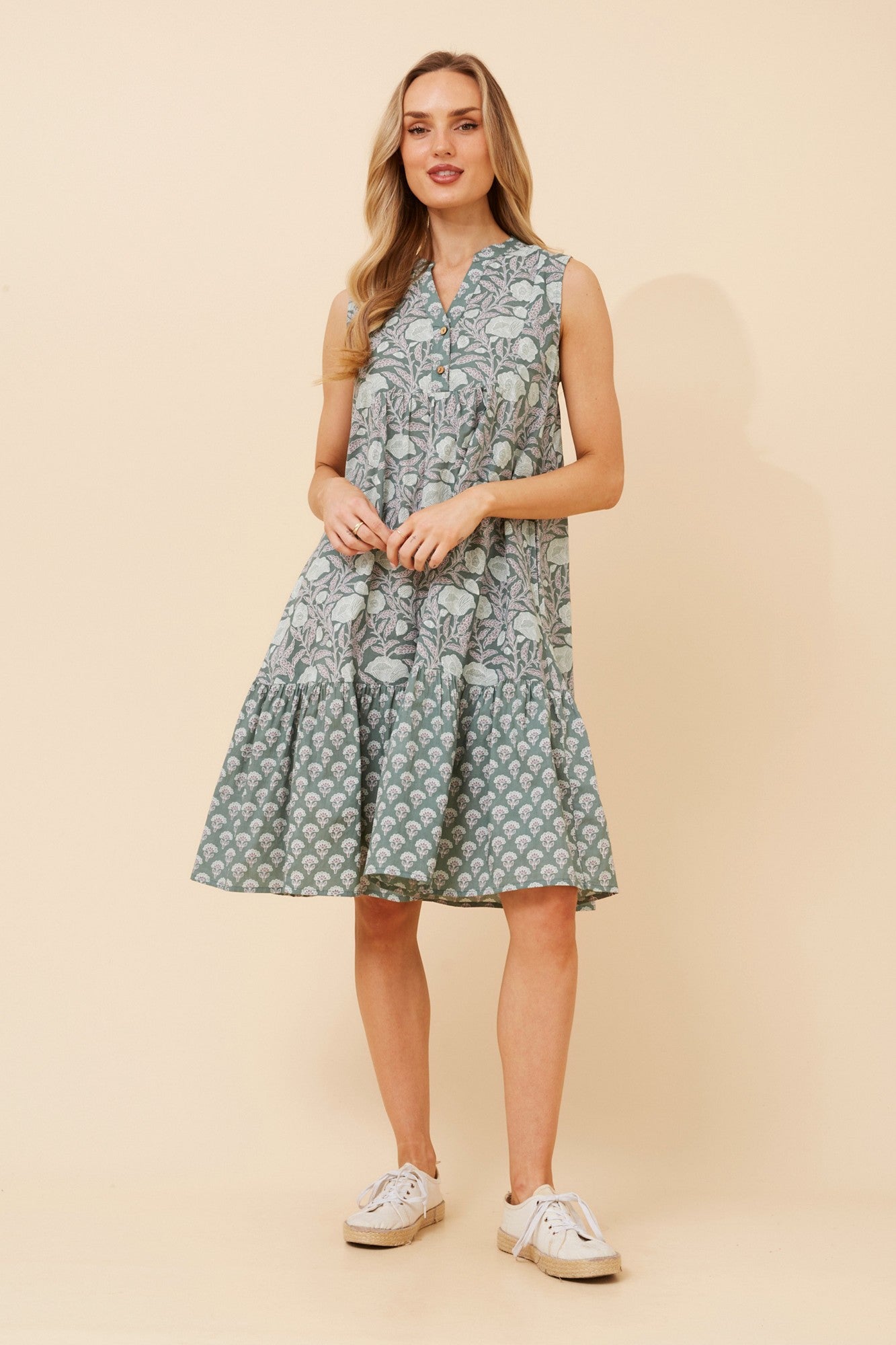 AILEEN FLORAL MIDI DRESS (Sage)