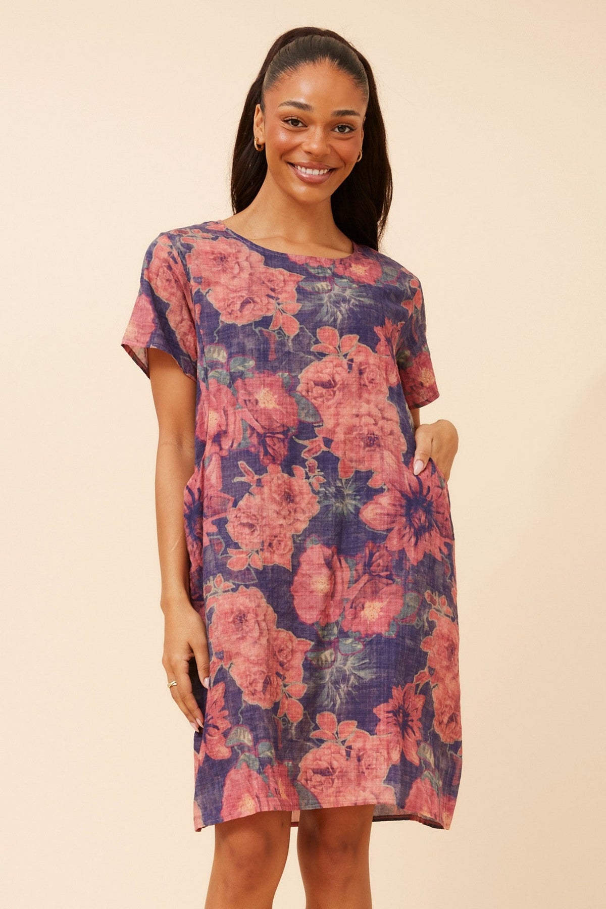 VINE FLORAL DRESS (Multi Pink)