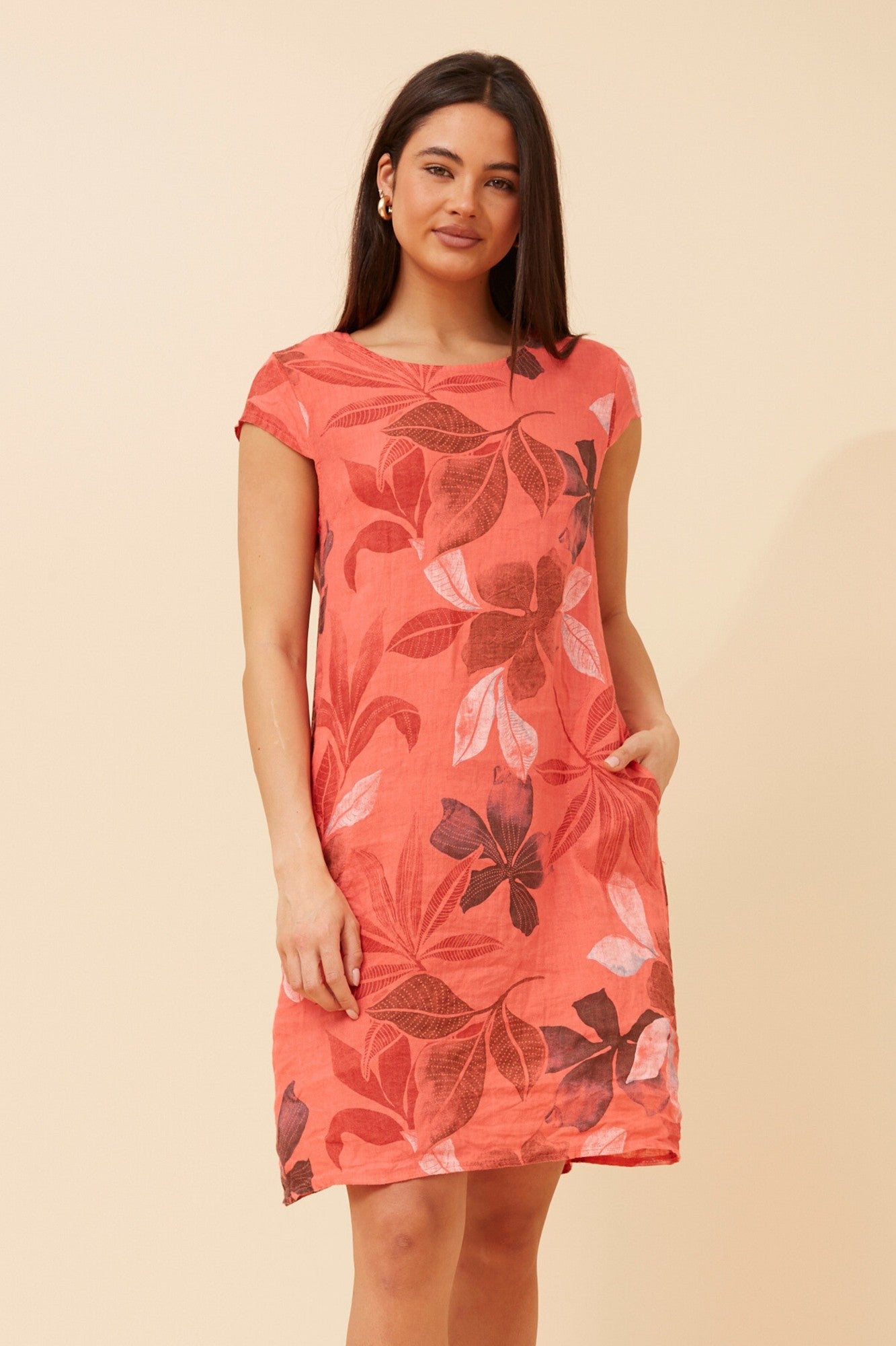 SISLEY LEAF PRINT DRESS (Linen)