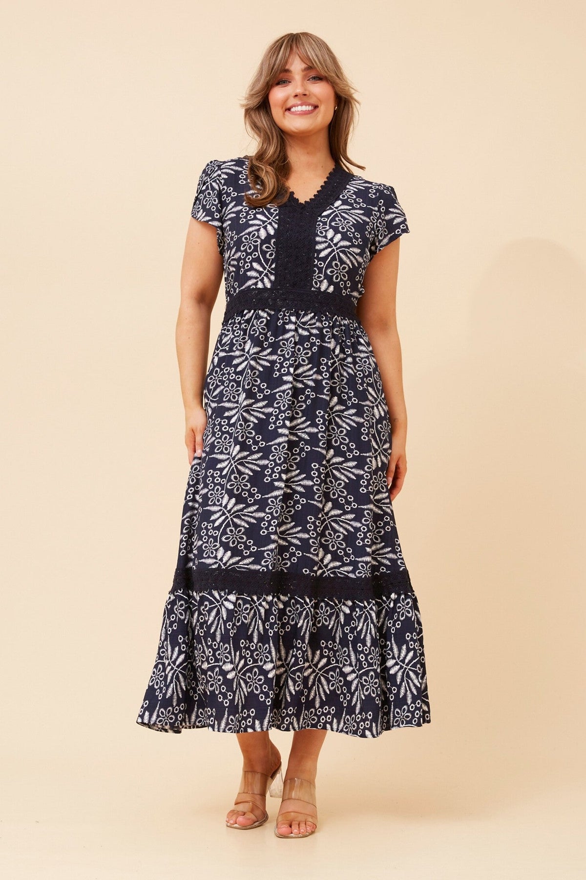 KALAY ABSTRACT PRINT DRESS (Navy)
