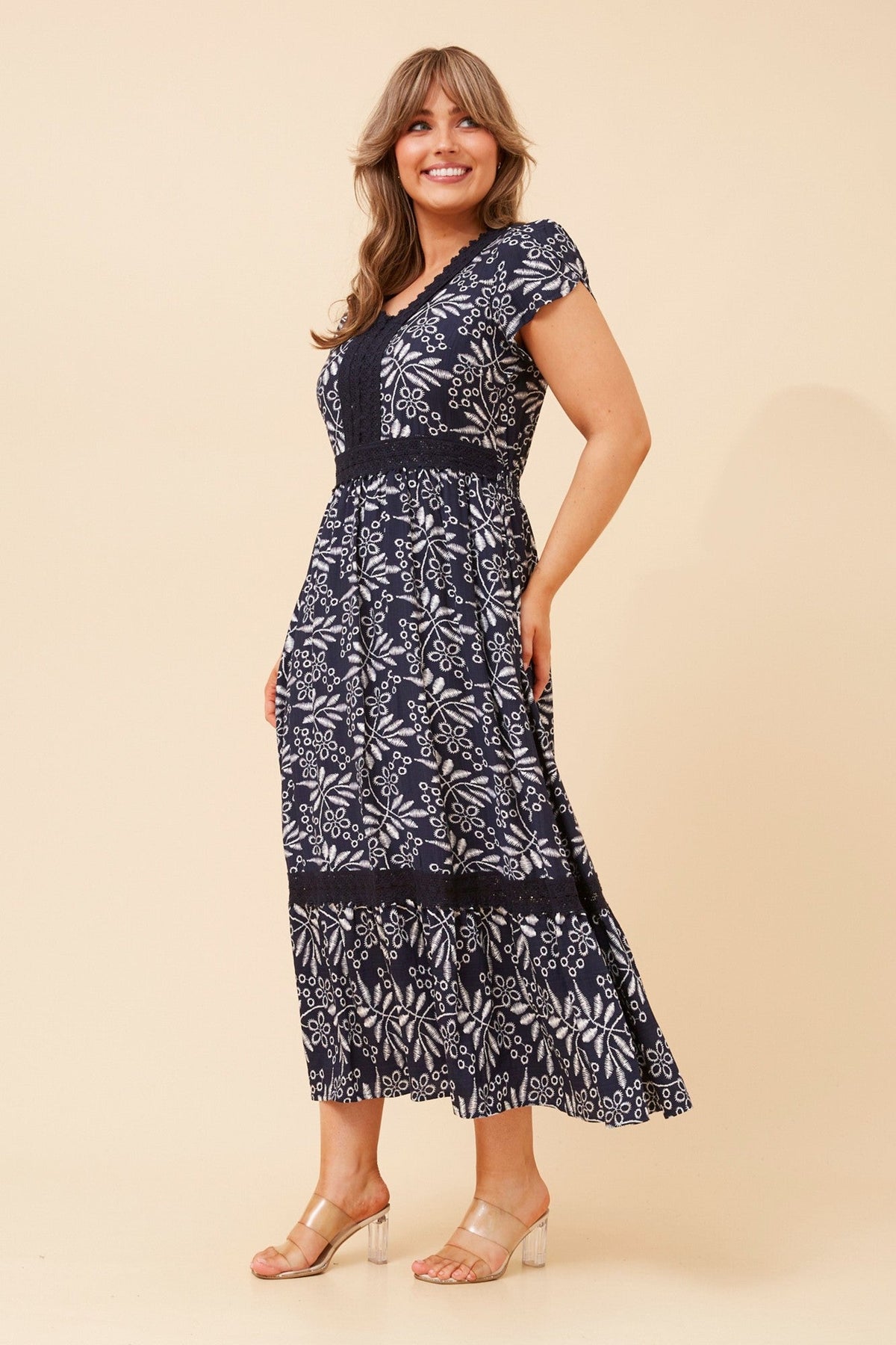 KALAY ABSTRACT PRINT DRESS (Navy)