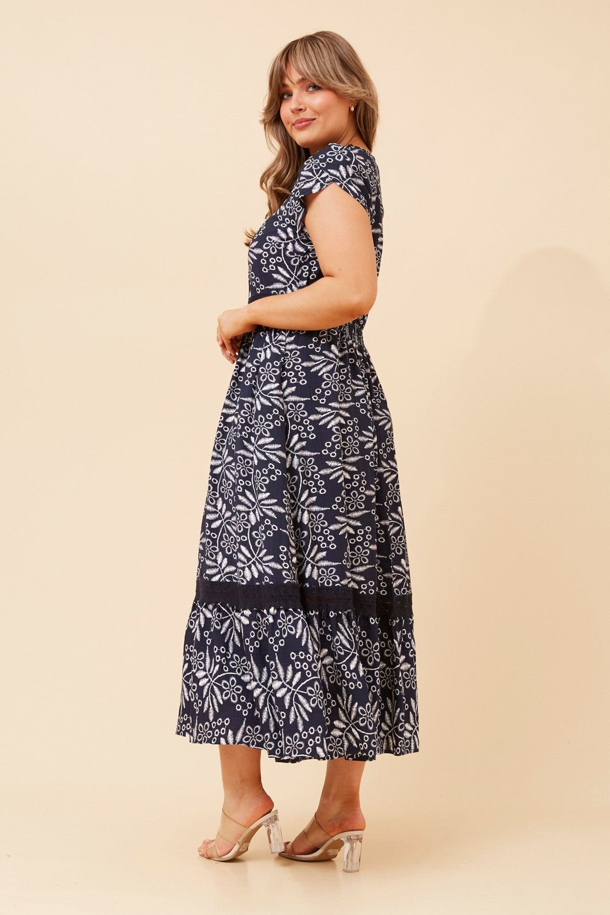 KALAY ABSTRACT PRINT DRESS (Navy)