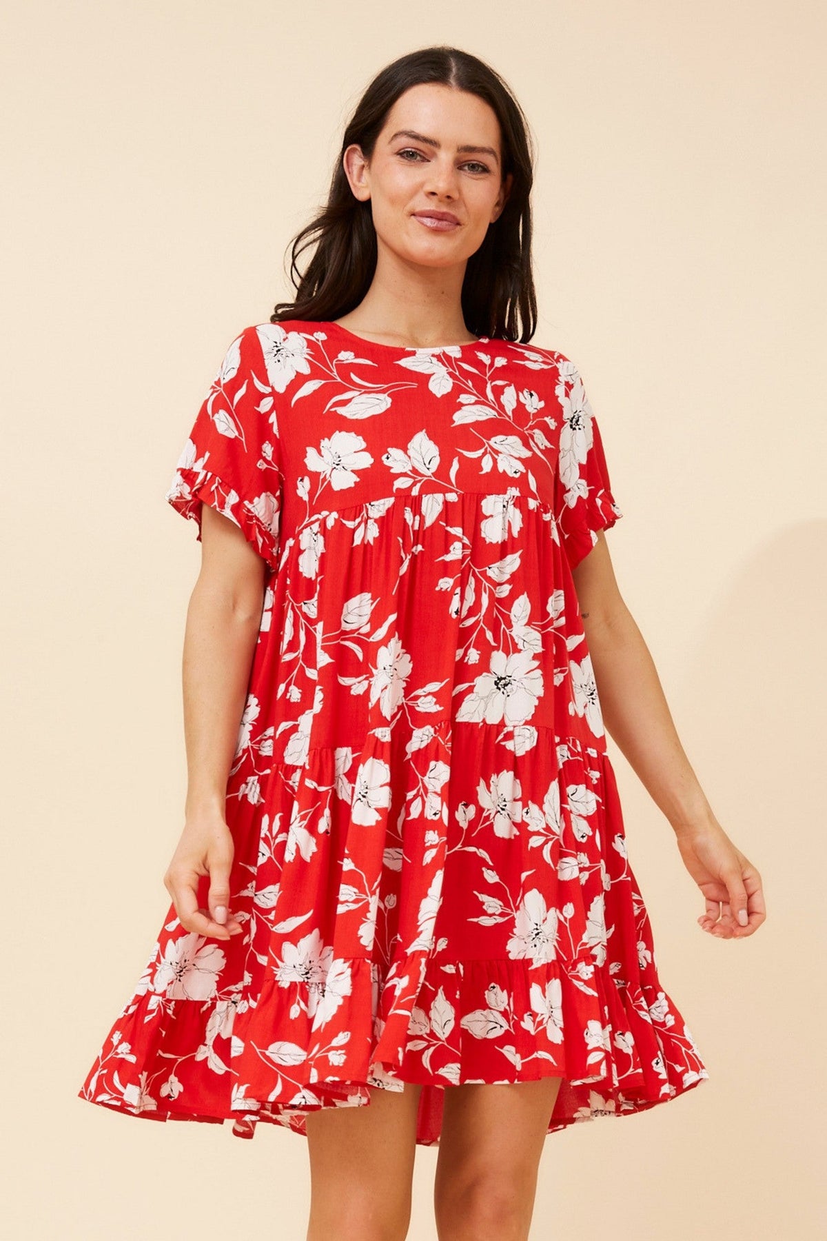 KELLY FLORAL BABY DOLL DRESS (Red)
