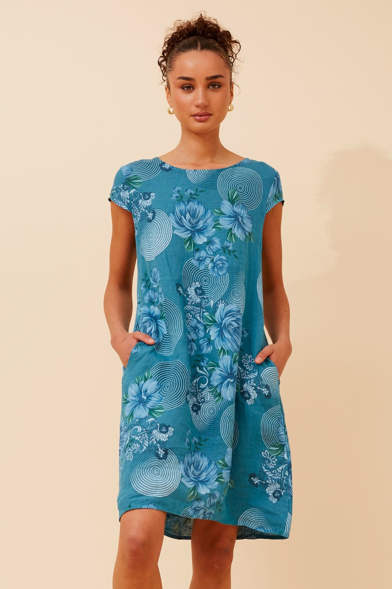 SISLEY FLORAL LINEN DRESS (Pink)