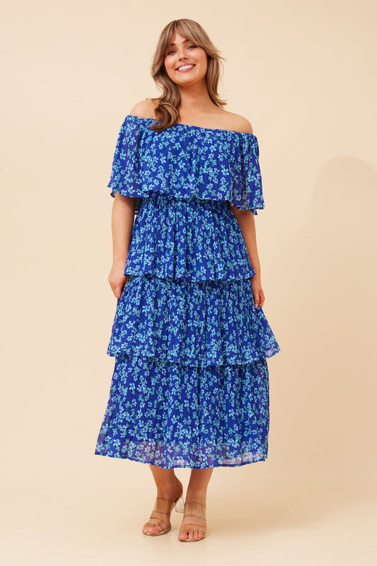 SAMARA FLORAL TIERED DRESS (Blue)