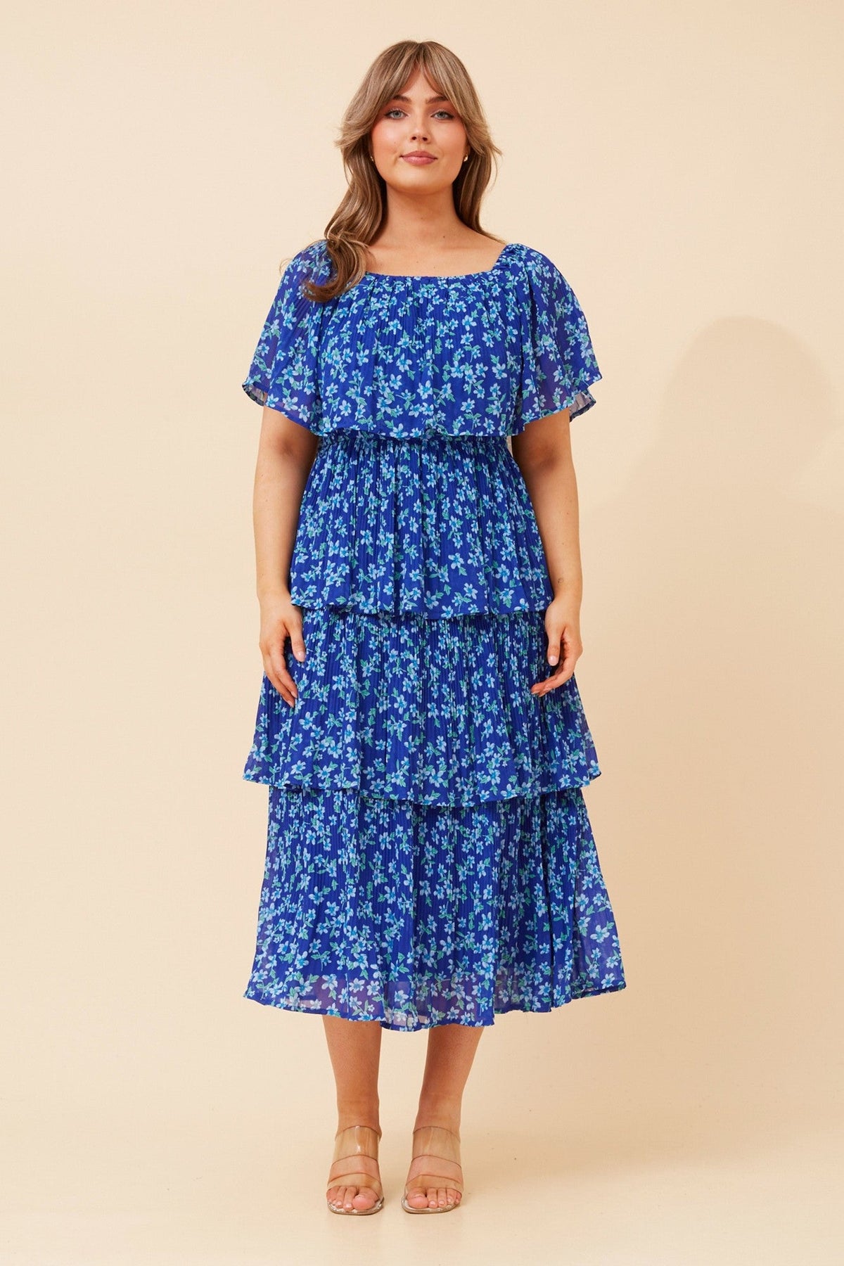 SAMARA FLORAL TIERED DRESS (Blue)