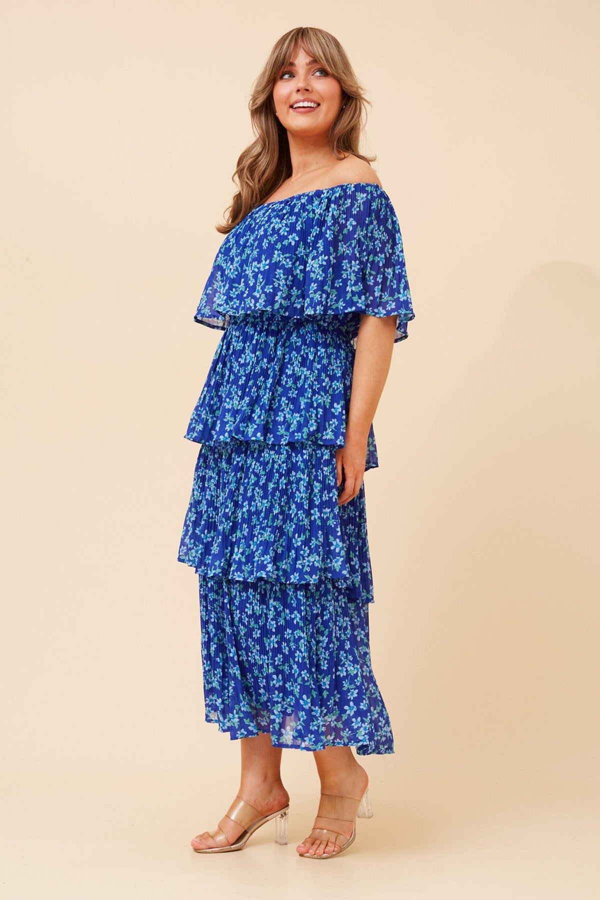 SAMARA FLORAL TIERED DRESS (Blue)