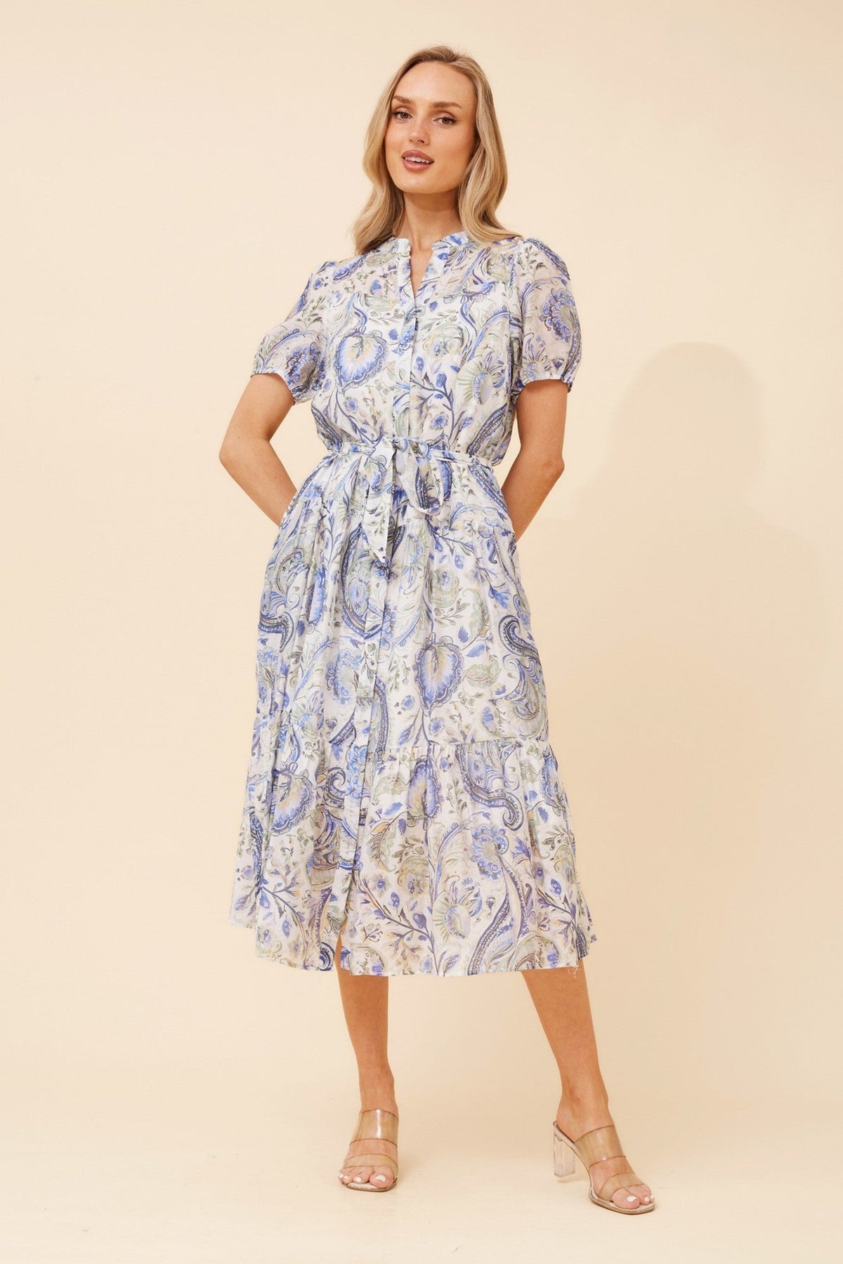 ANTIKA PAISLEY PRINT MIDI DRESS (Blue)