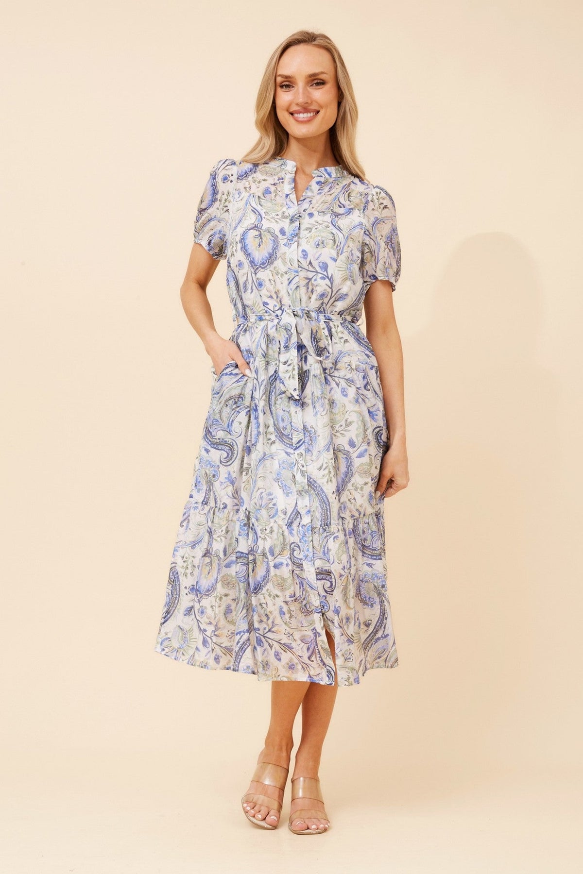 ANTIKA PAISLEY PRINT MIDI DRESS (Blue)