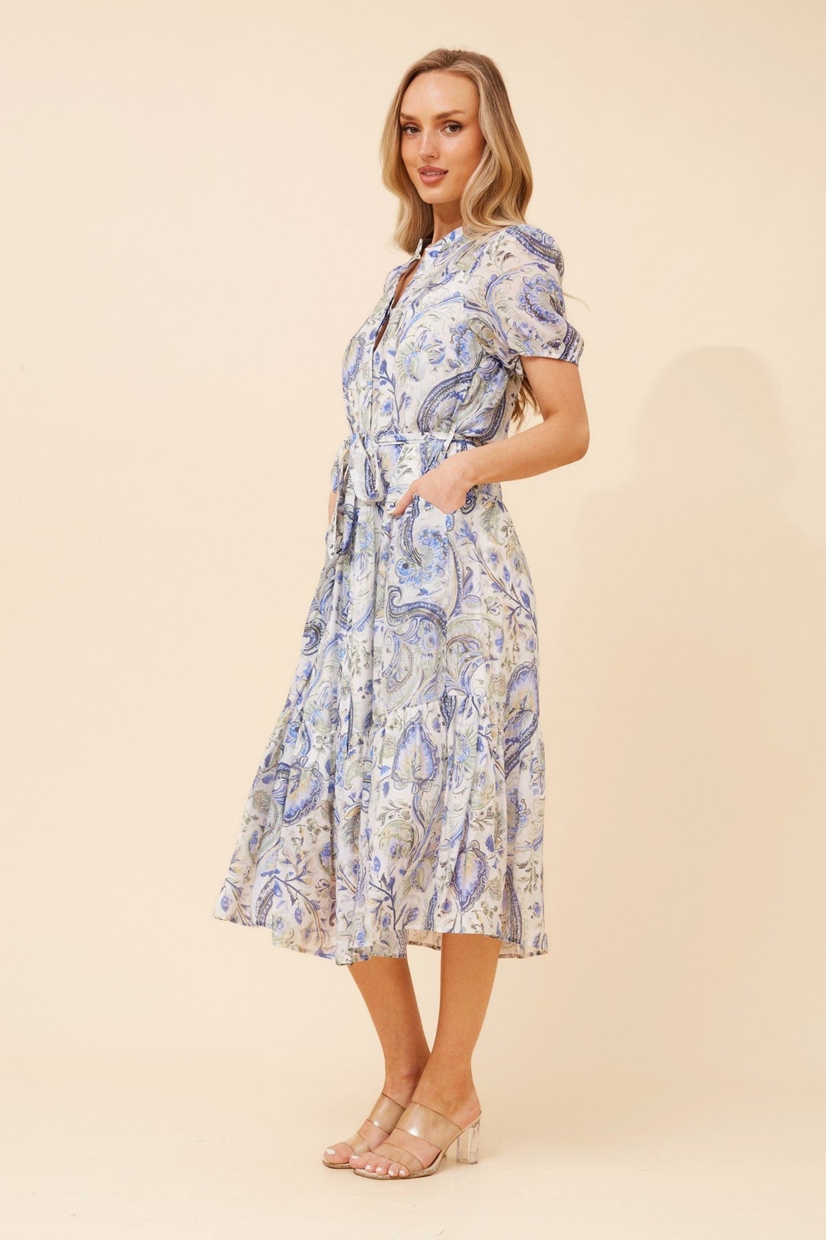 ANTIKA PAISLEY PRINT MIDI DRESS (Blue)