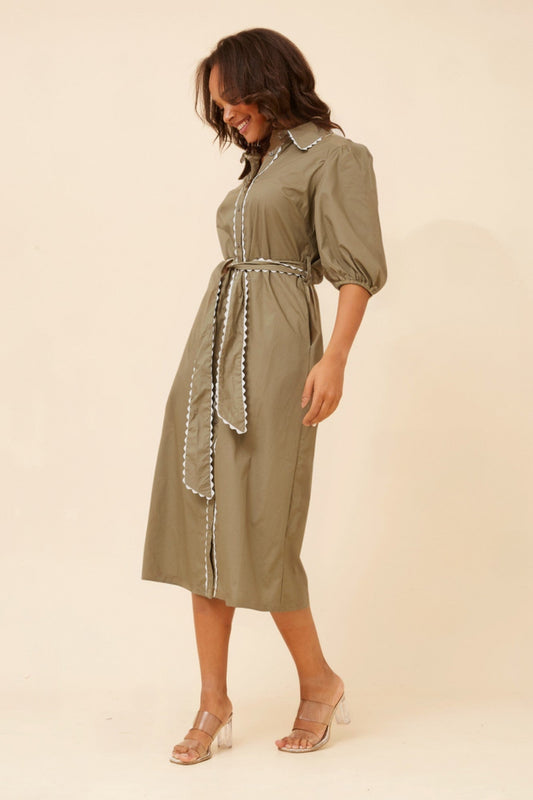 MAURA RIC RAC MIDI DRESS (Black)