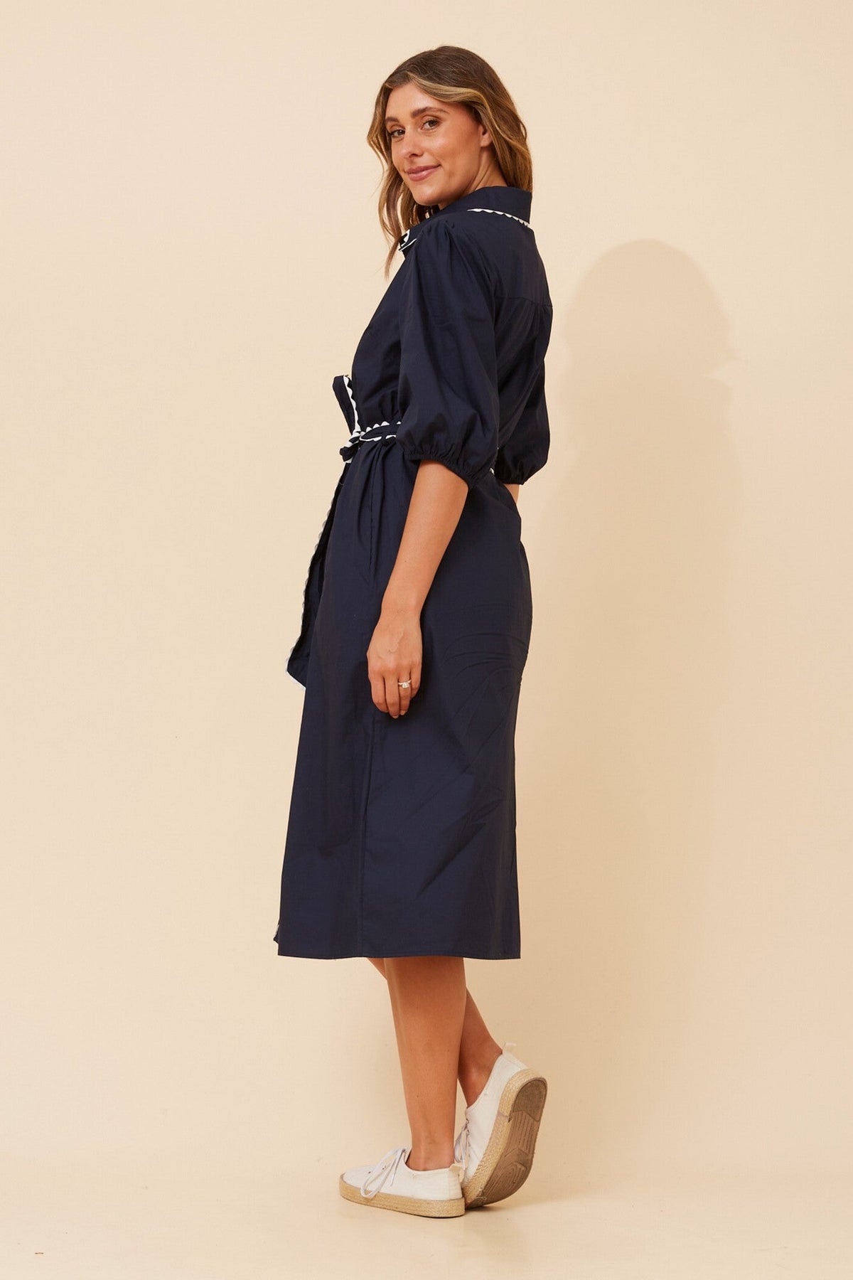 Caroline Morgan Australia MAURA RIC RAC MIDI DRESS (Navy)
