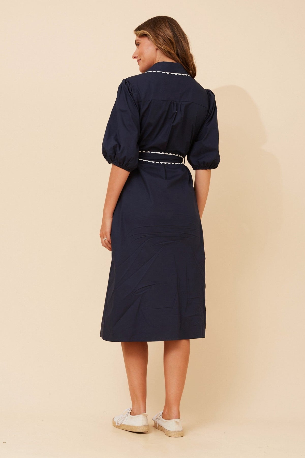Caroline Morgan Australia MAURA RIC RAC MIDI DRESS (Navy)