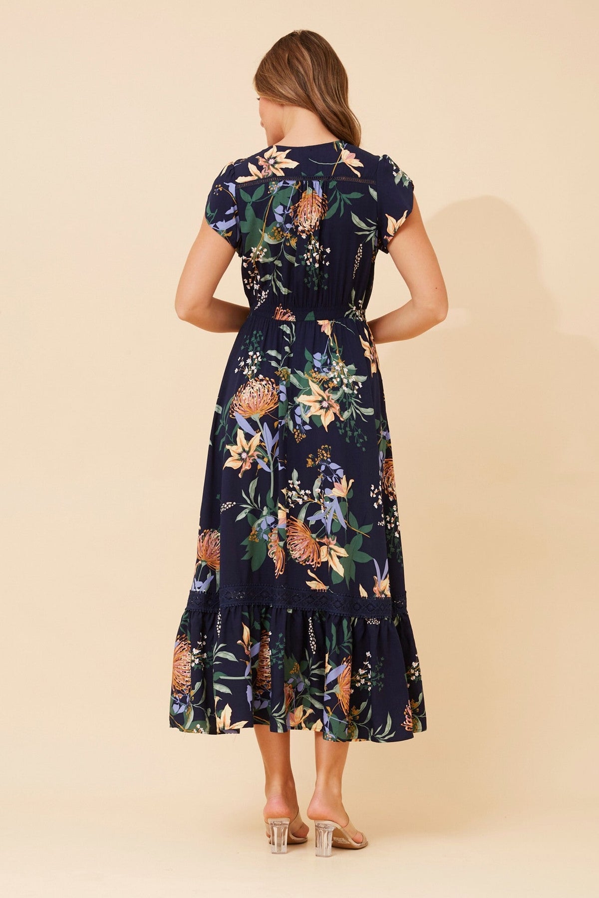 MOROCCO FLORAL MAXI DRESS (Navy)
