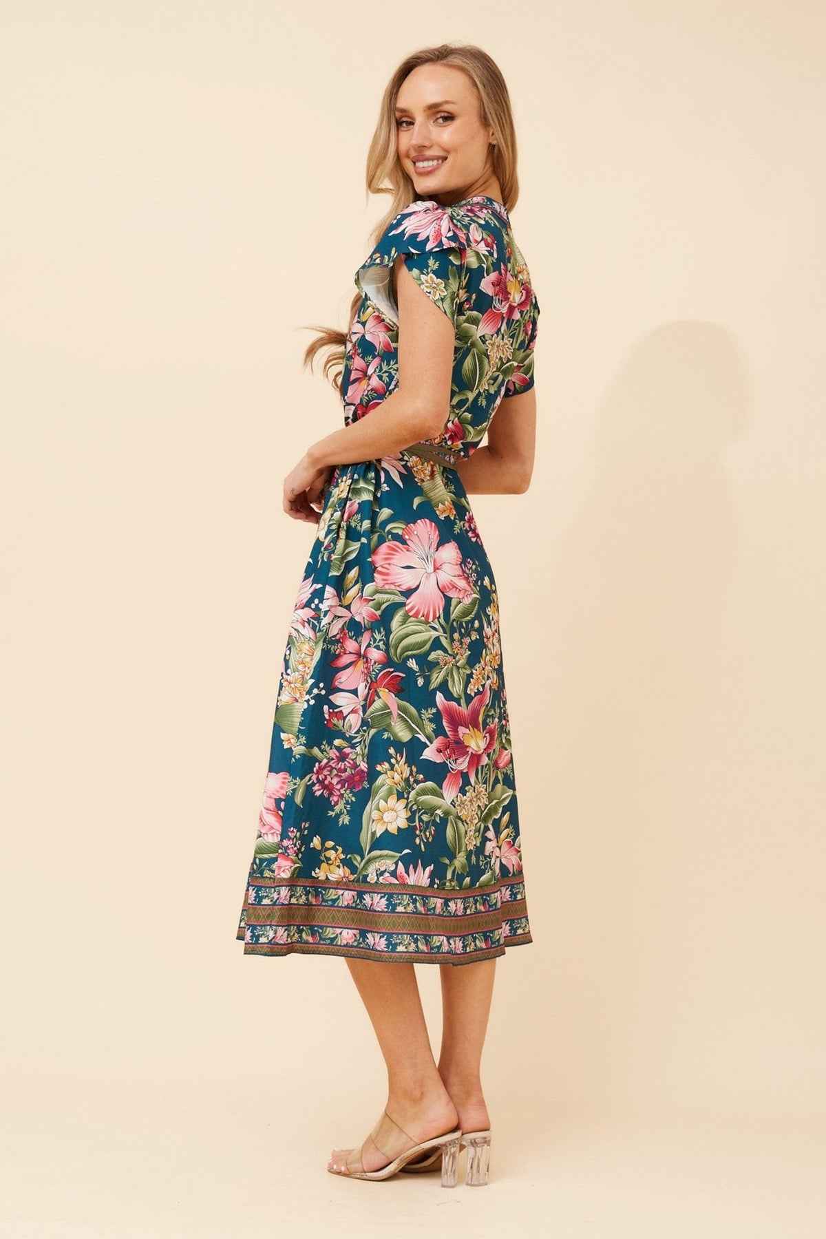 HARLAN FLORAL MIDI DRESS (Green)