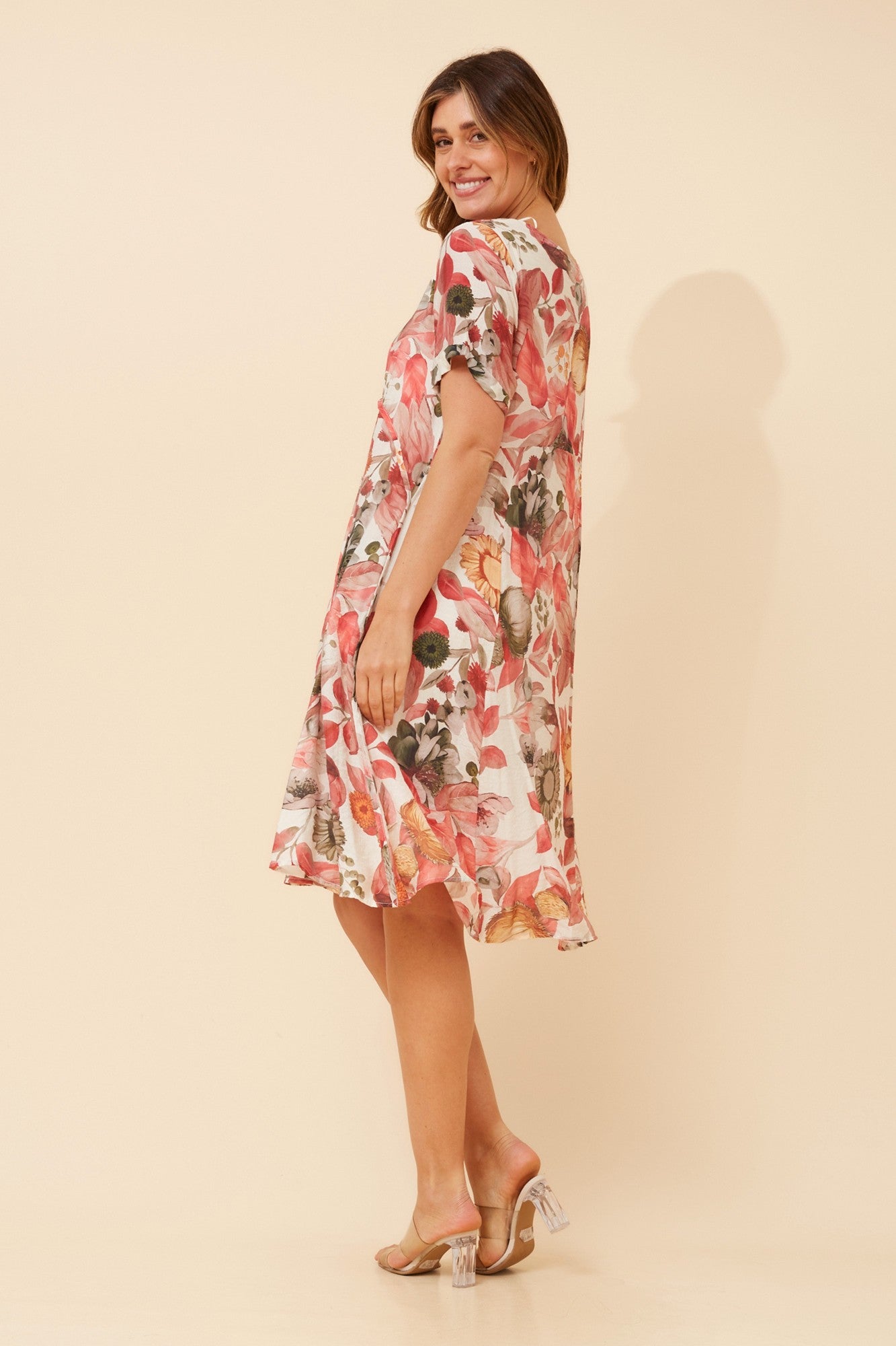 DREE FLORAL MIDI DRESS (Multi Red)