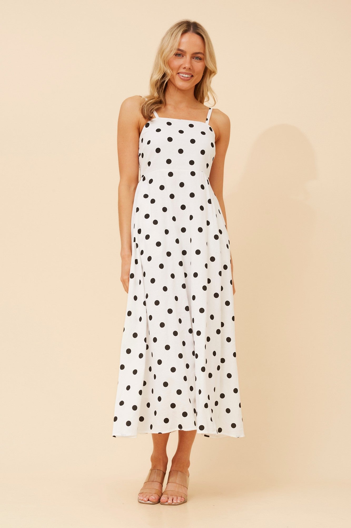 Image of Dresses. Product name - JAVANA WANDERLUST MIDI DRESS in White And Black colour by brand - Caroline Morgan Australia