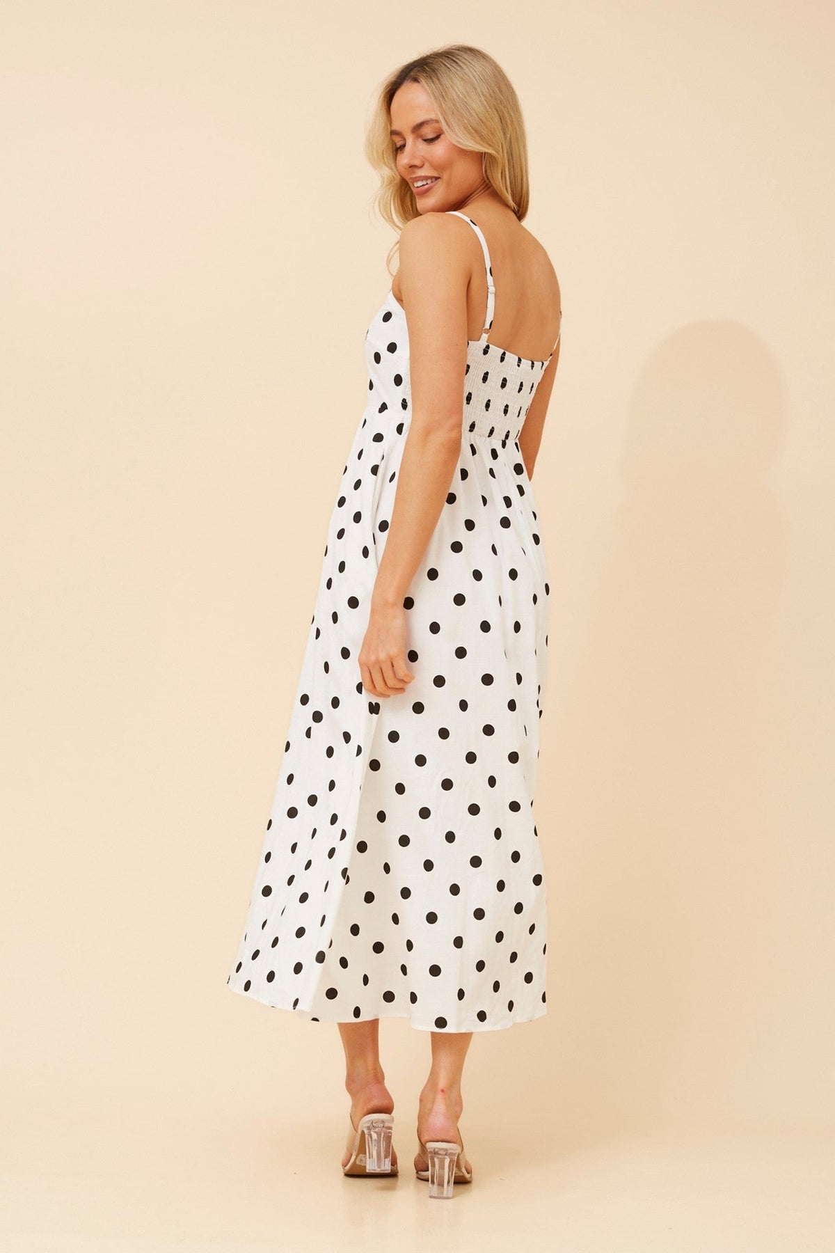 JAVANA WANDERLUST MIDI DRESS (White And Black)