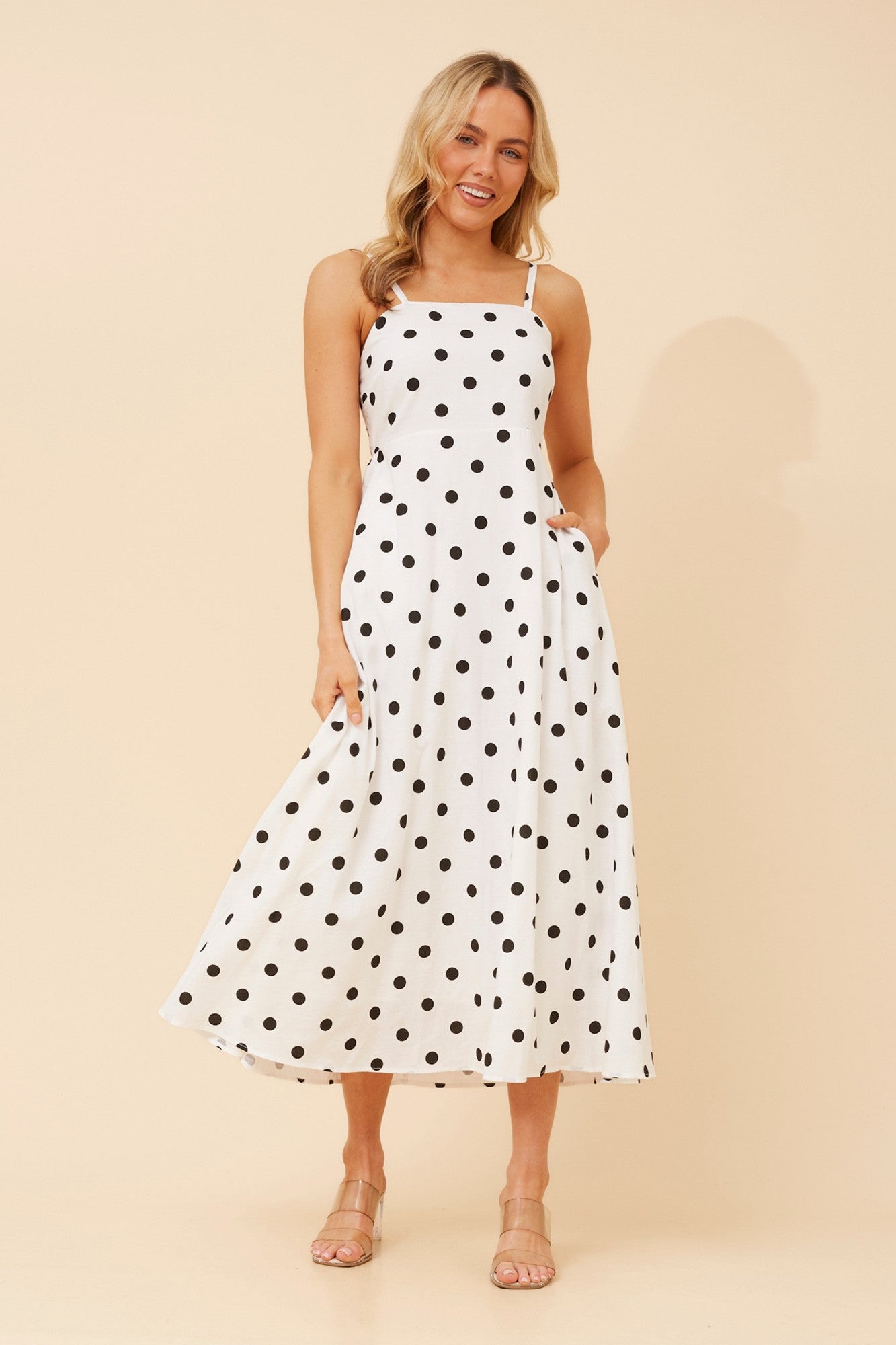 JAVANA WANDERLUST MIDI DRESS (White And Black)
